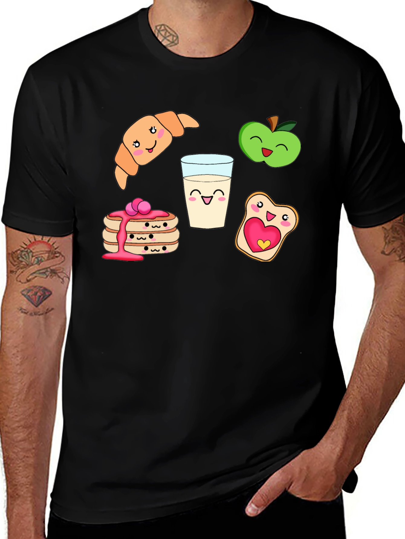 Breakfast Buddies Graphic Tee - Cute Food Cartoon Shirt