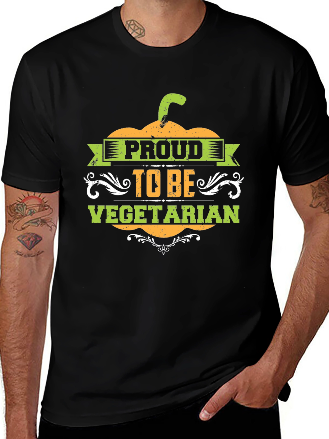 Proud Vegetarian Graphic Tee - Black