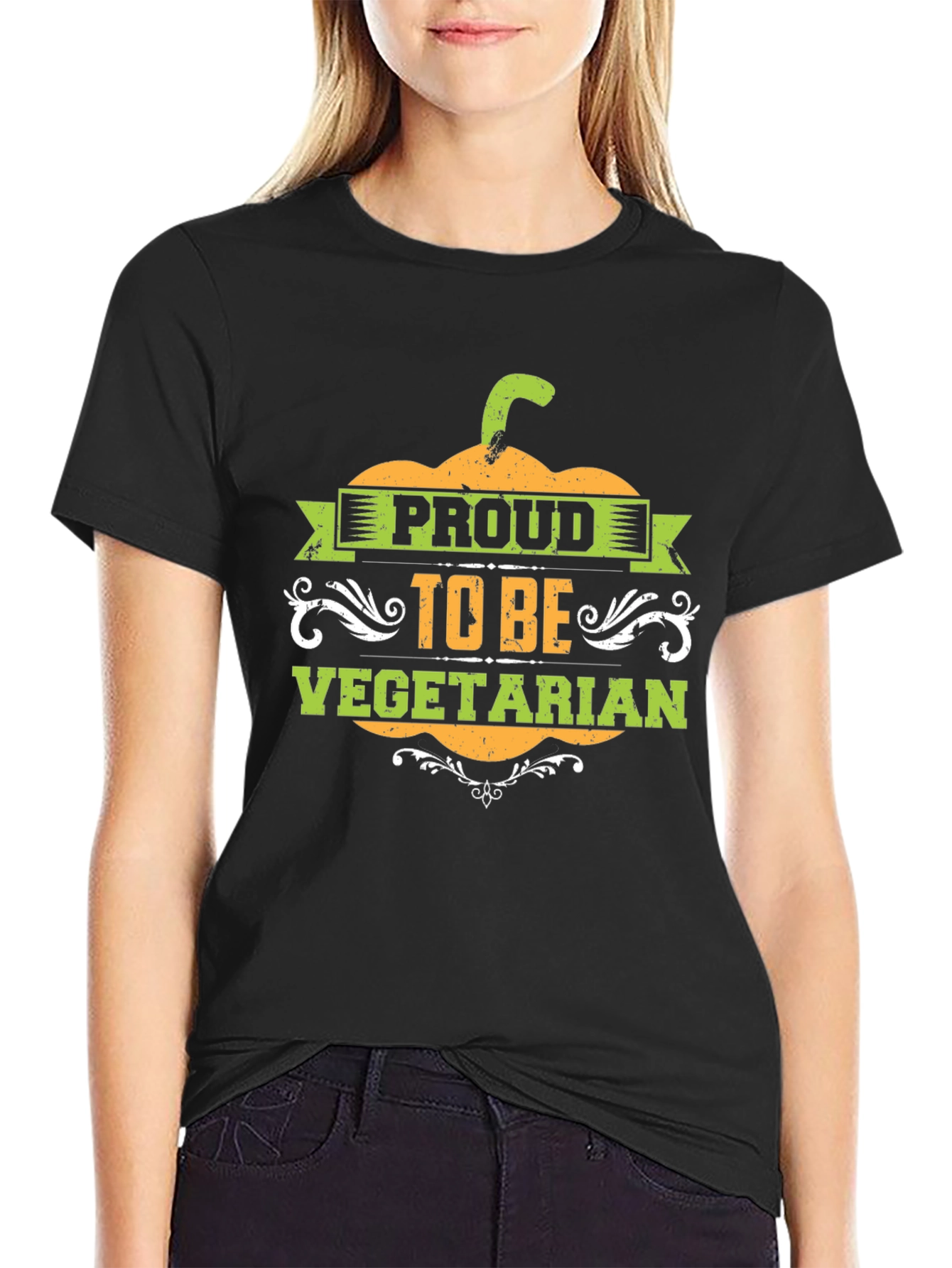 Proud Vegetarian Graphic Tee - Black