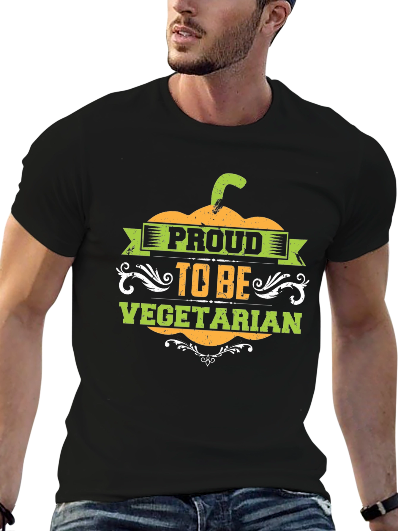 Proud Vegetarian Graphic Tee - Black