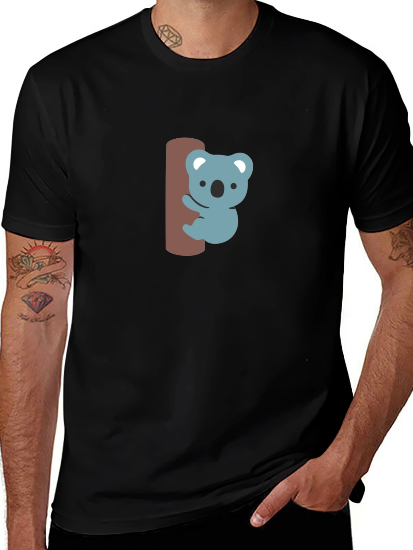 Cute Koala Graphic Tee - Black