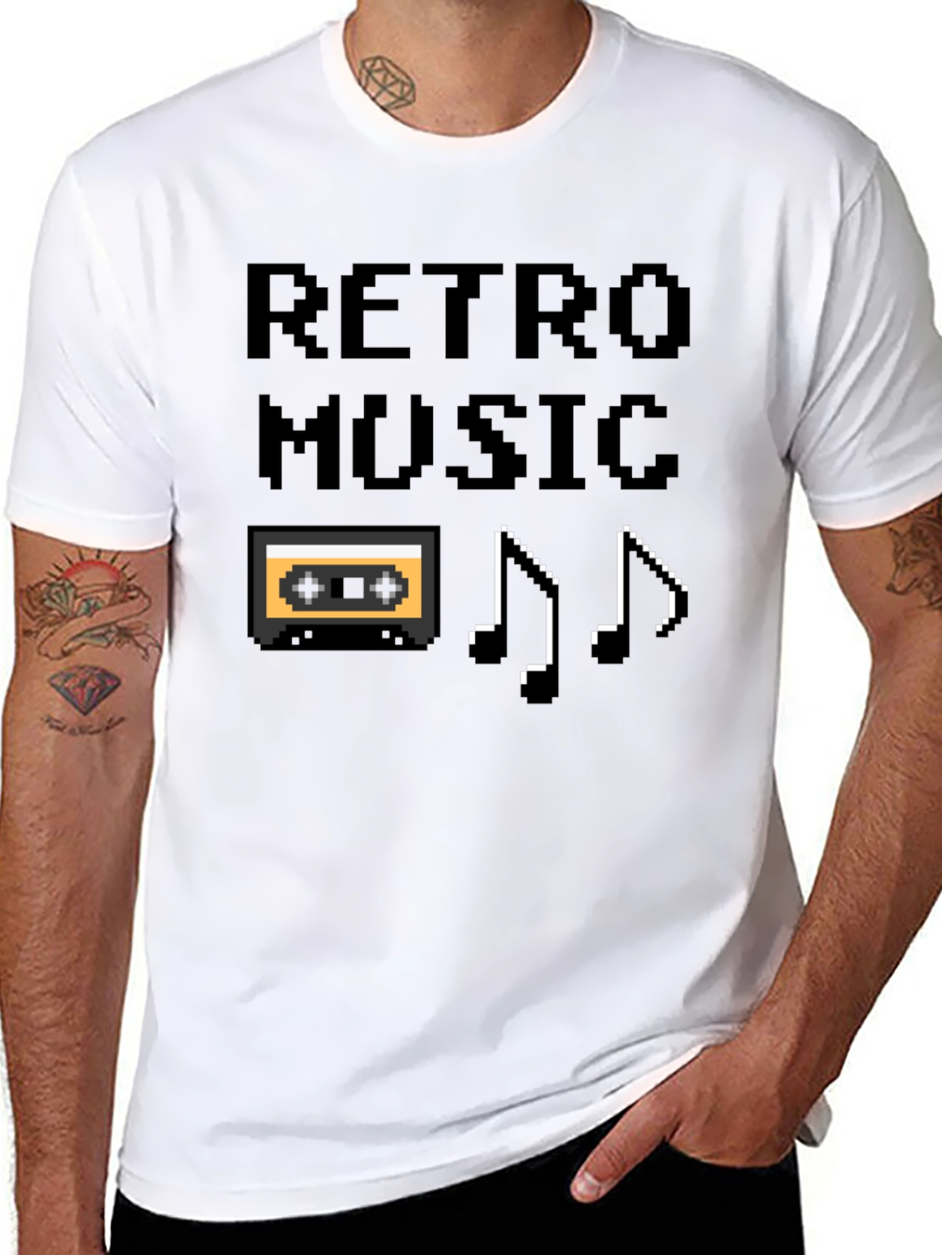 Retro Music Pixel Art Graphic T-Shirt
