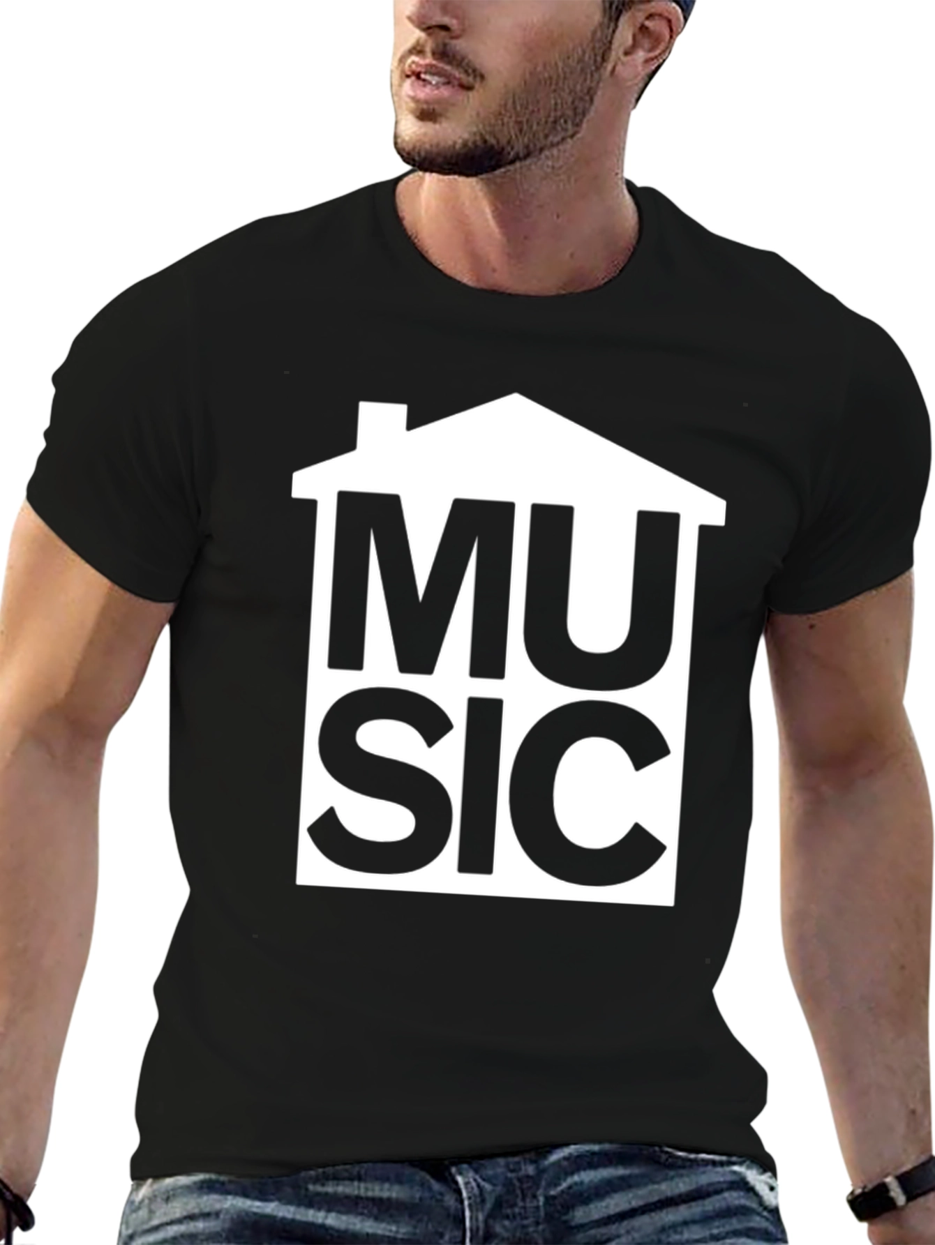 House Music Graphic T-Shirt - Black