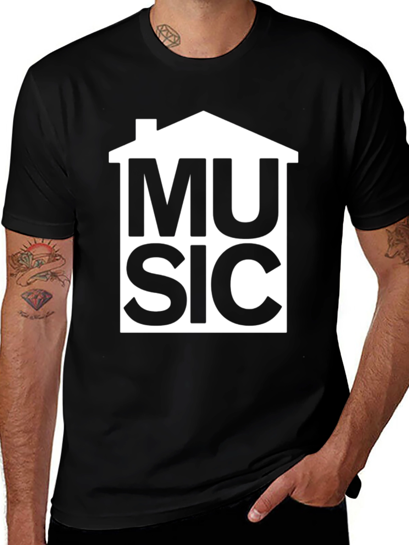House Music Graphic T-Shirt - Black