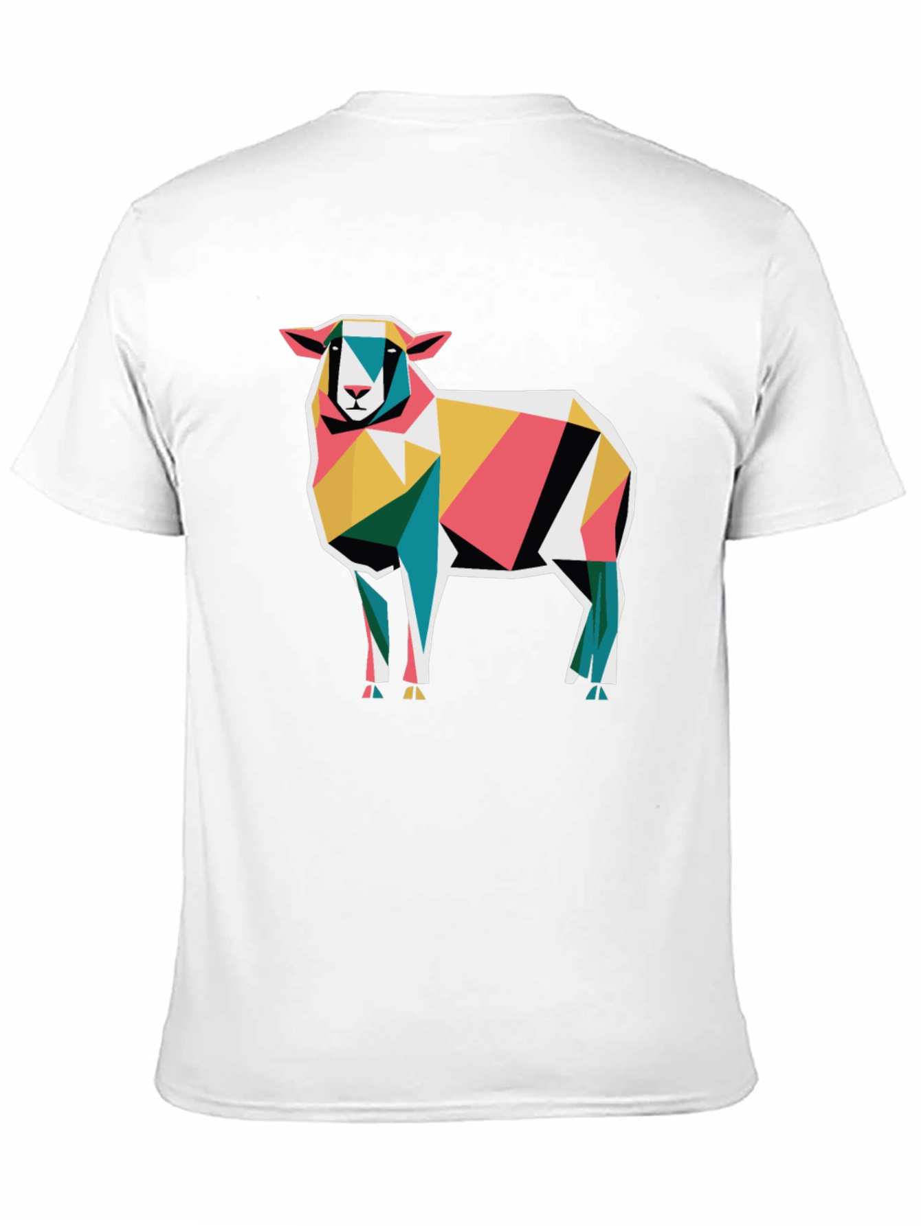 Geometric Sheep Graphic Tee - Modern Abstract Art Shirt
