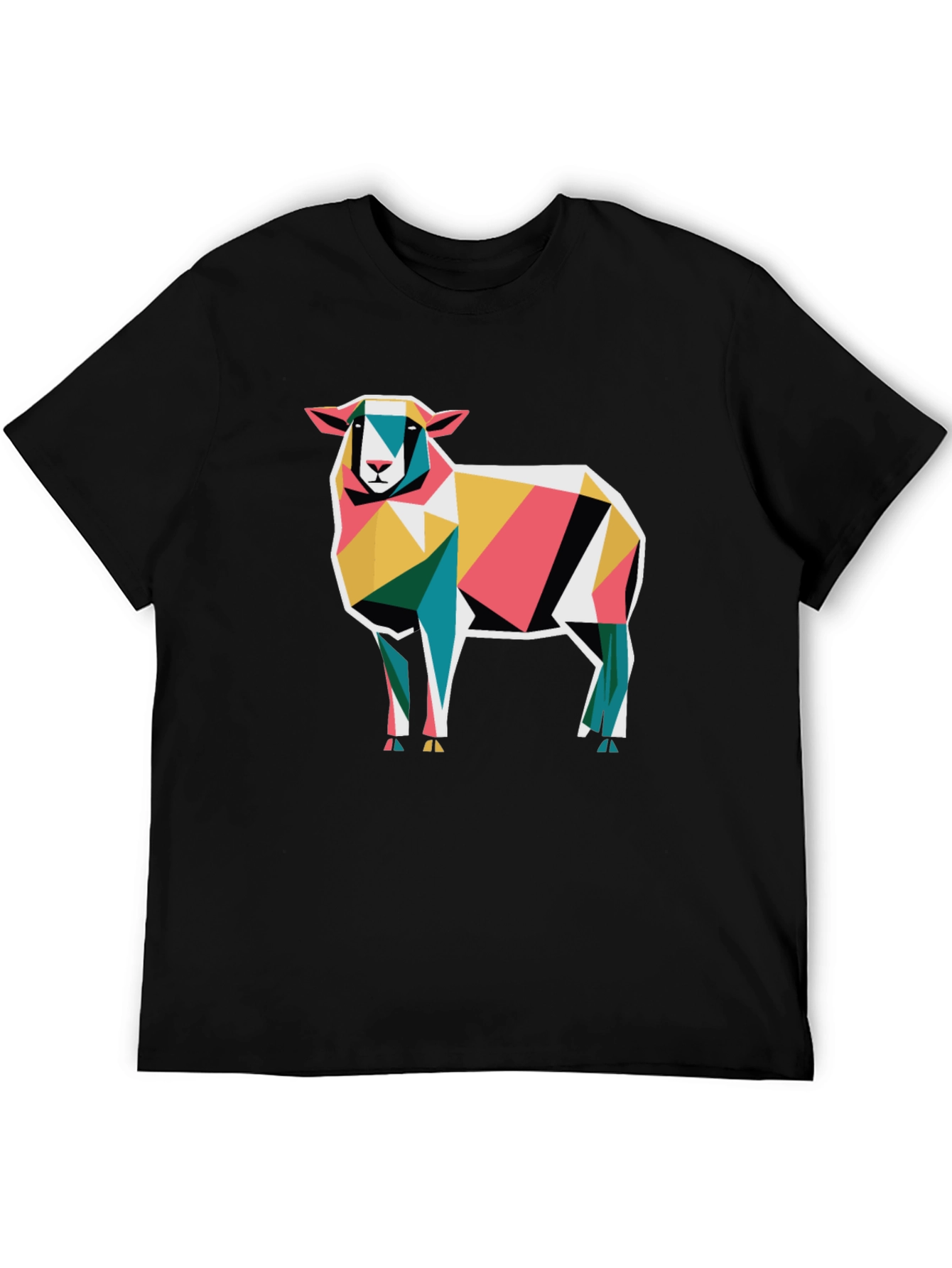Geometric Sheep Graphic Tee - Modern Abstract Art Shirt