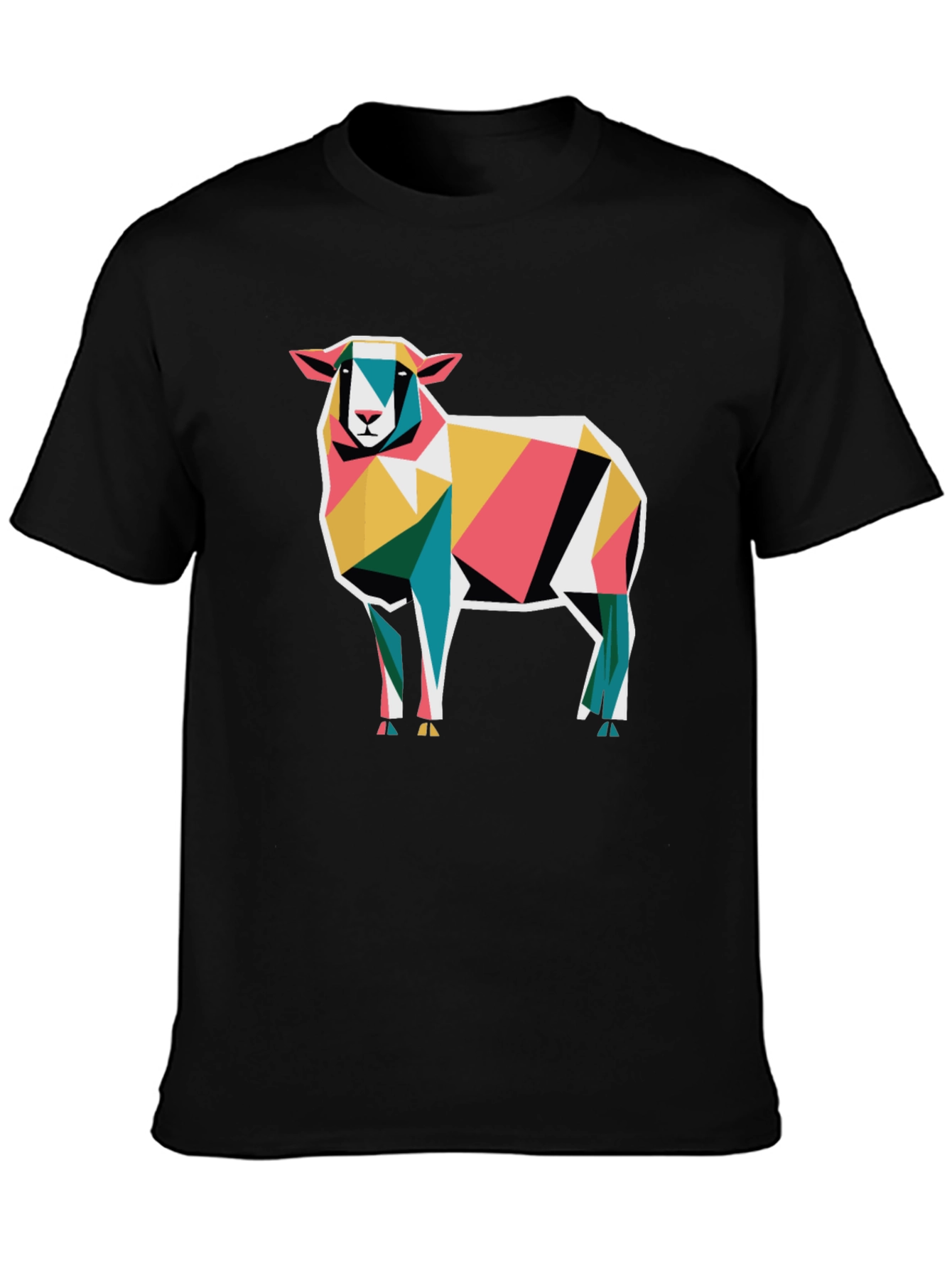 Geometric Sheep Graphic Tee - Modern Abstract Art Shirt