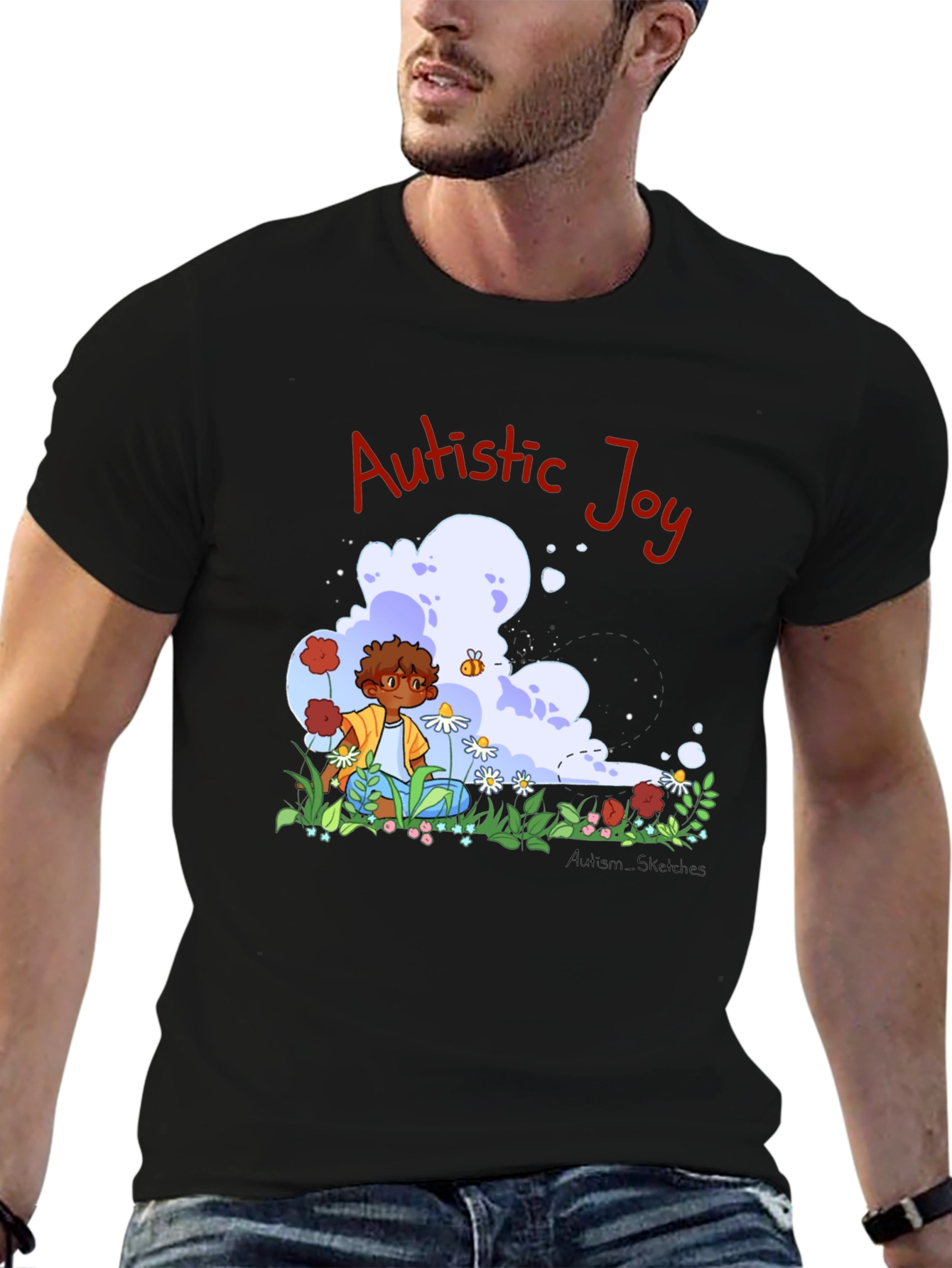 Autistic Joy Black Graphic Tee