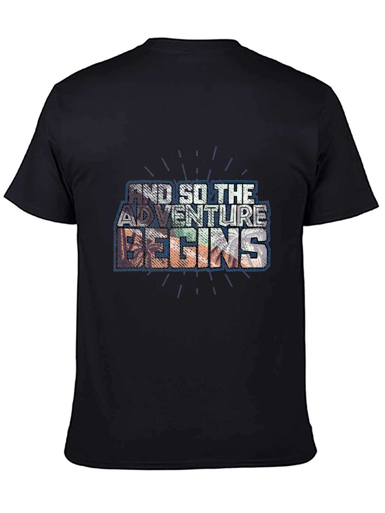 Adventure Begins Graphic Tee - Trendy Black T-Shirt