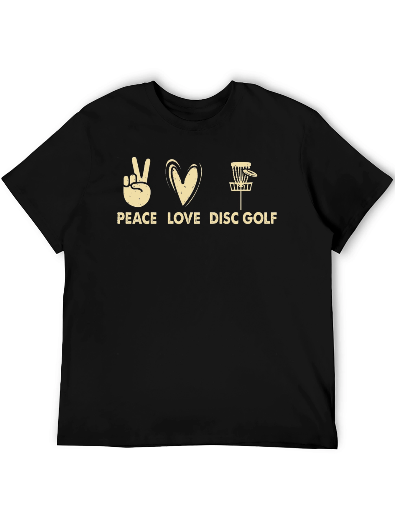 Peace Love Disc Golf T-Shirt - Black Cotton Tee