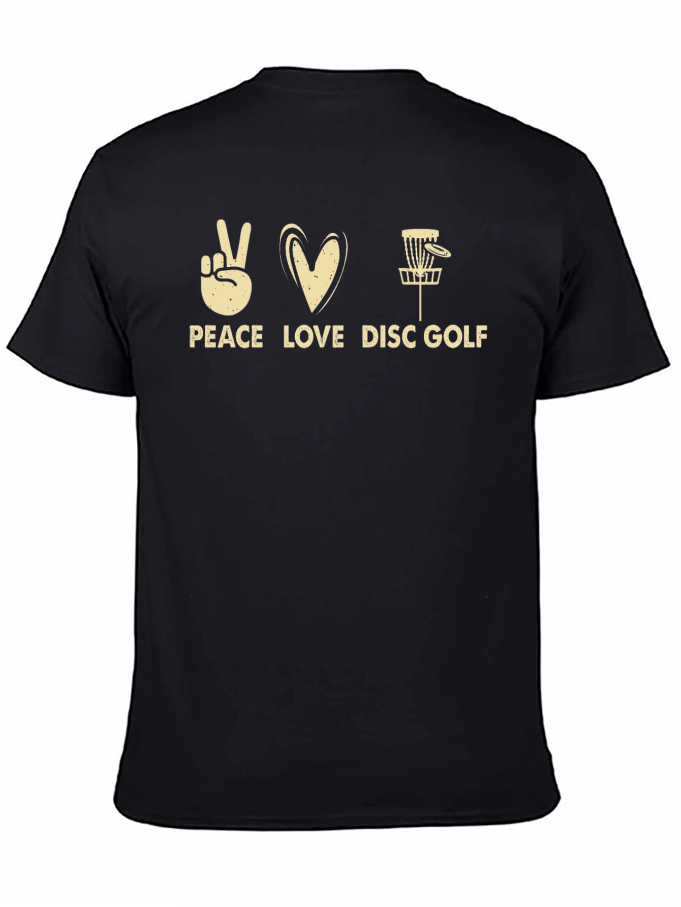 Peace Love Disc Golf T-Shirt - Black Cotton Tee