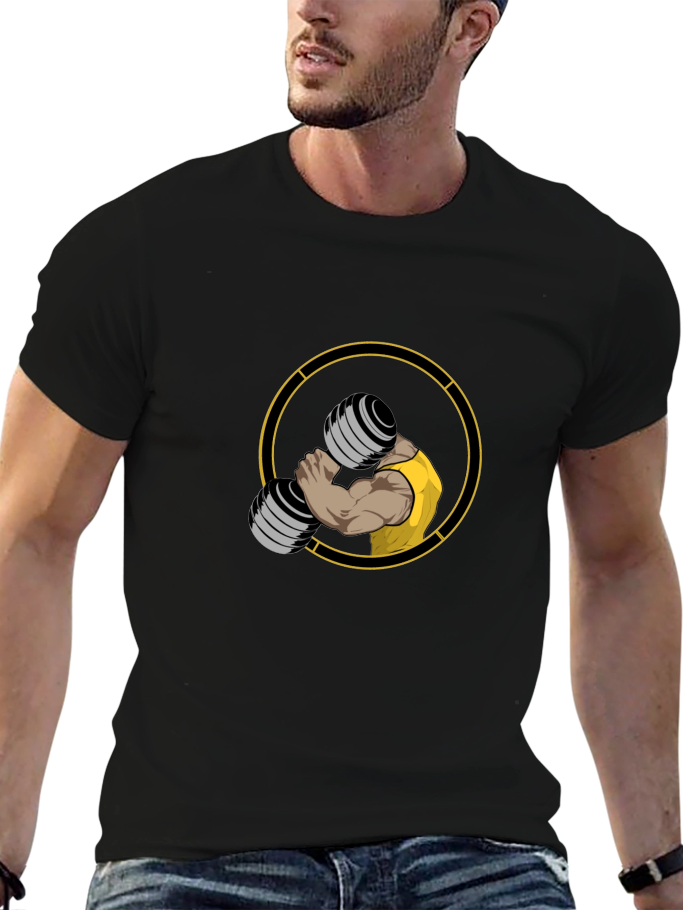 Gym Lift T-Shirt - Black Cotton Graphic Tee