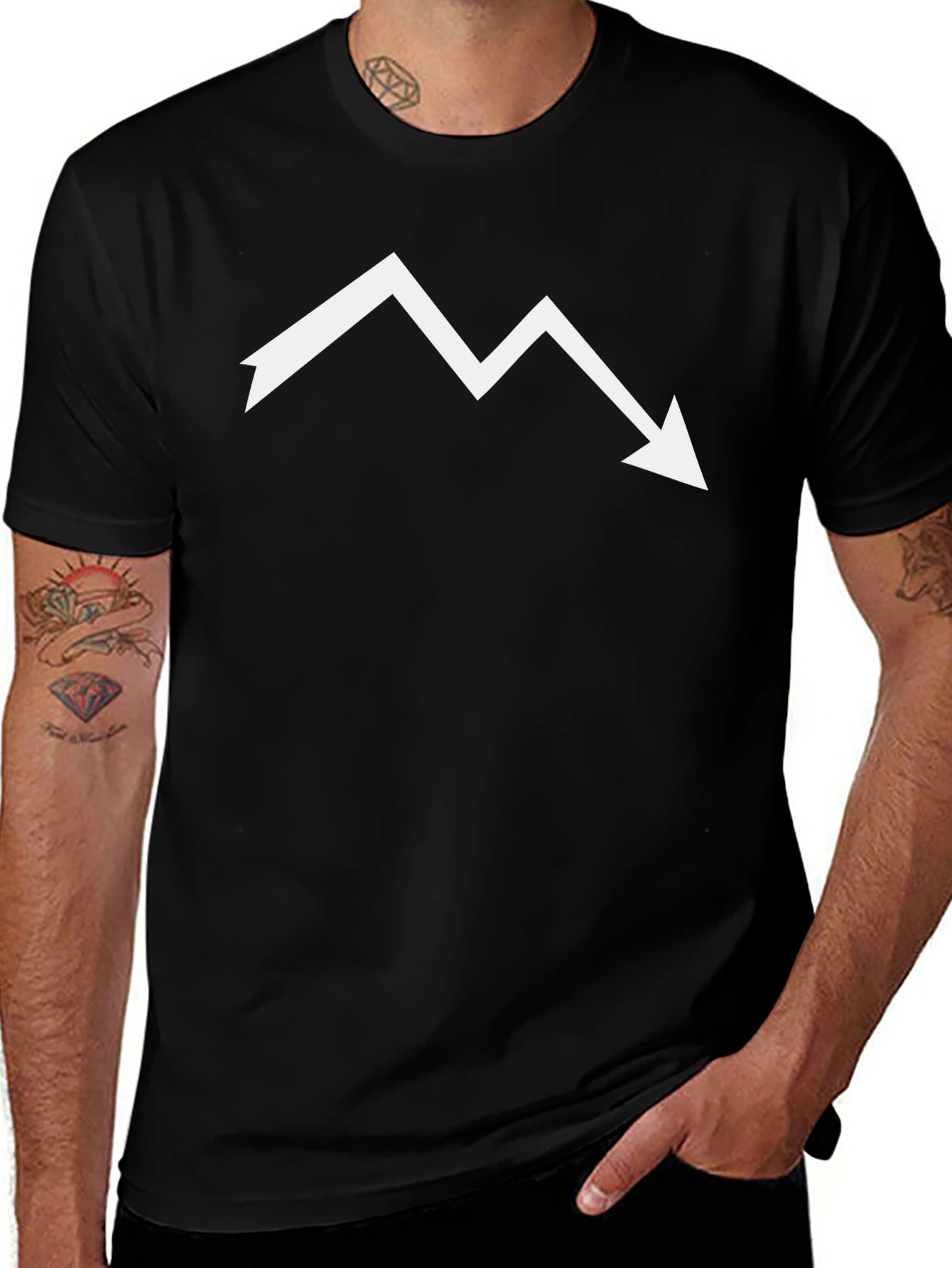 Downward Trend Graphic Tee - Black Cotton T-Shirt