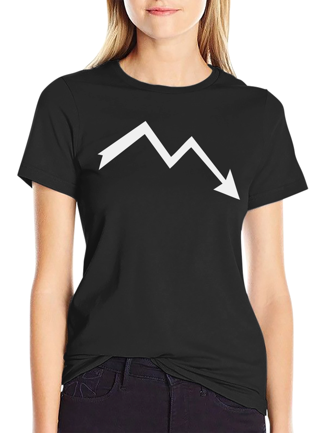Downward Trend Graphic Tee - Black Cotton T-Shirt