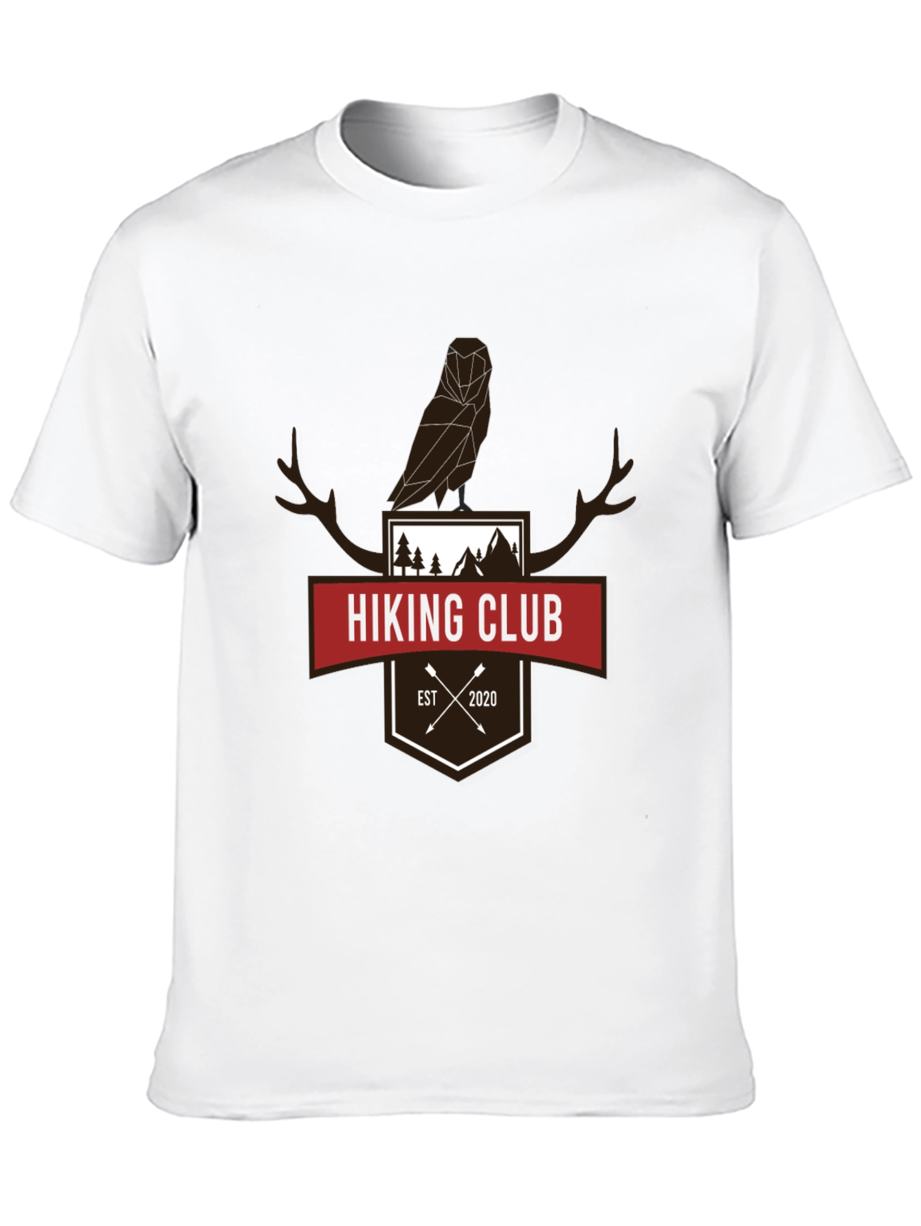 Hiking Club Tee - Geometric Owl & Antler Design