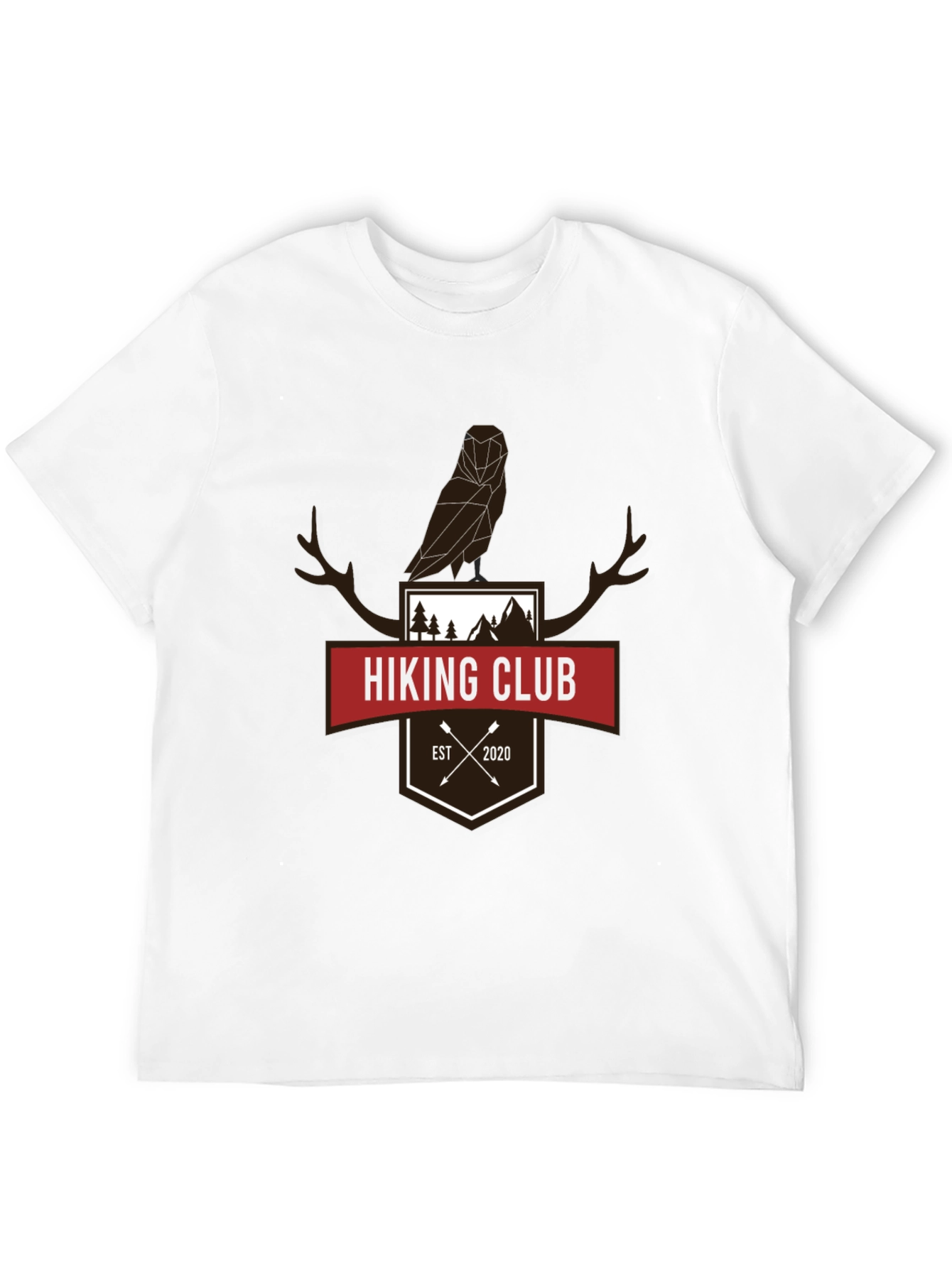 Hiking Club Tee - Geometric Owl & Antler Design