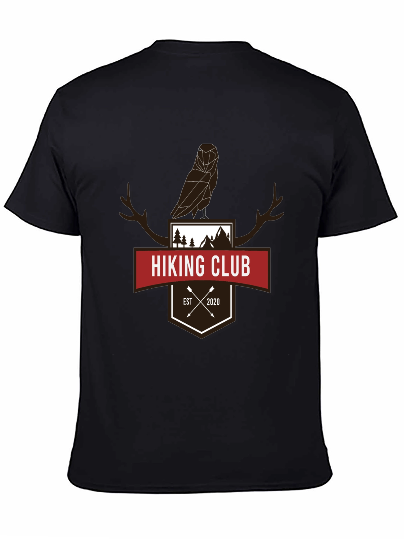 Hiking Club Tee - Geometric Owl & Antler Design