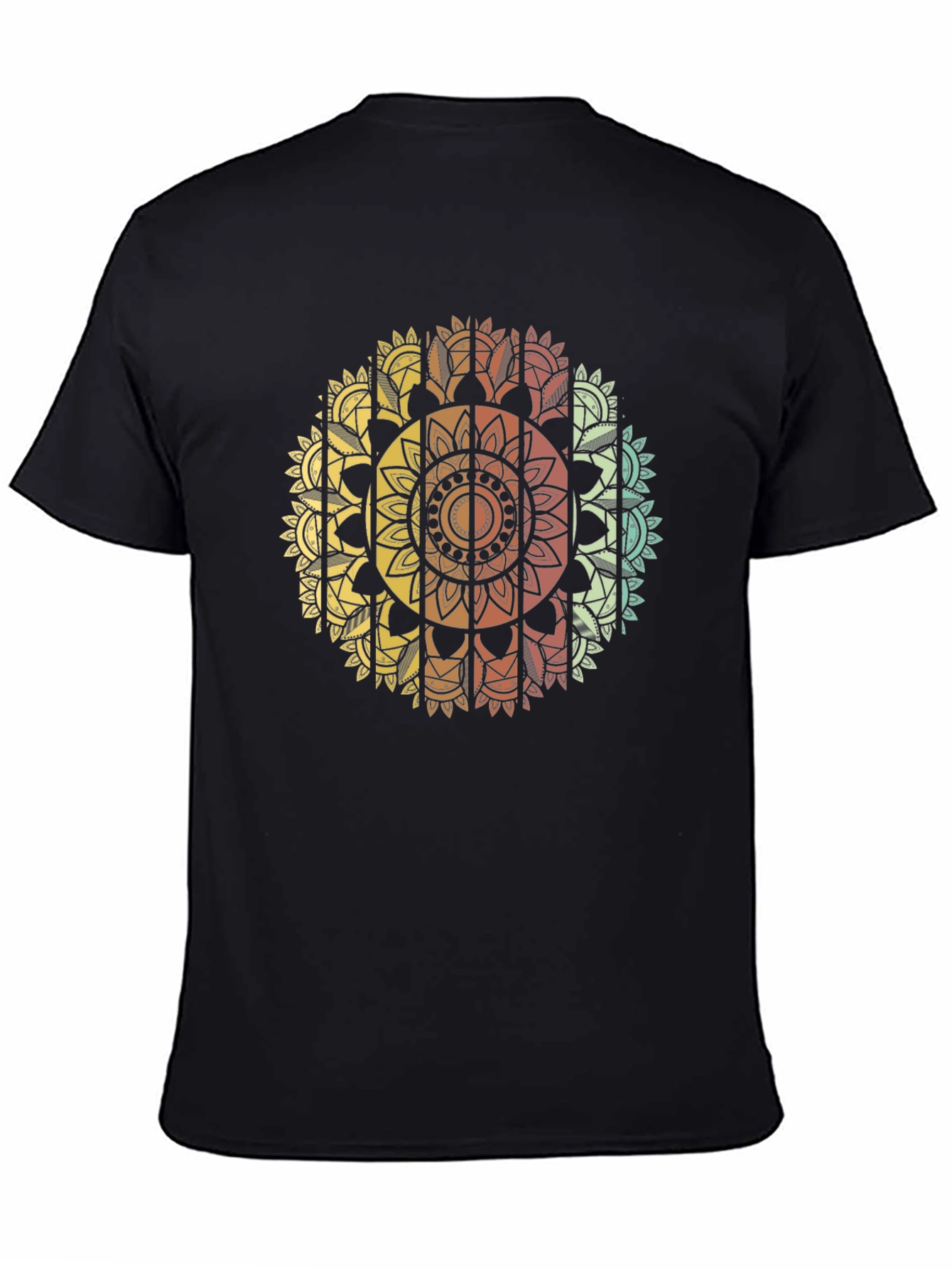 Mandala Print Mens Black T-Shirt
