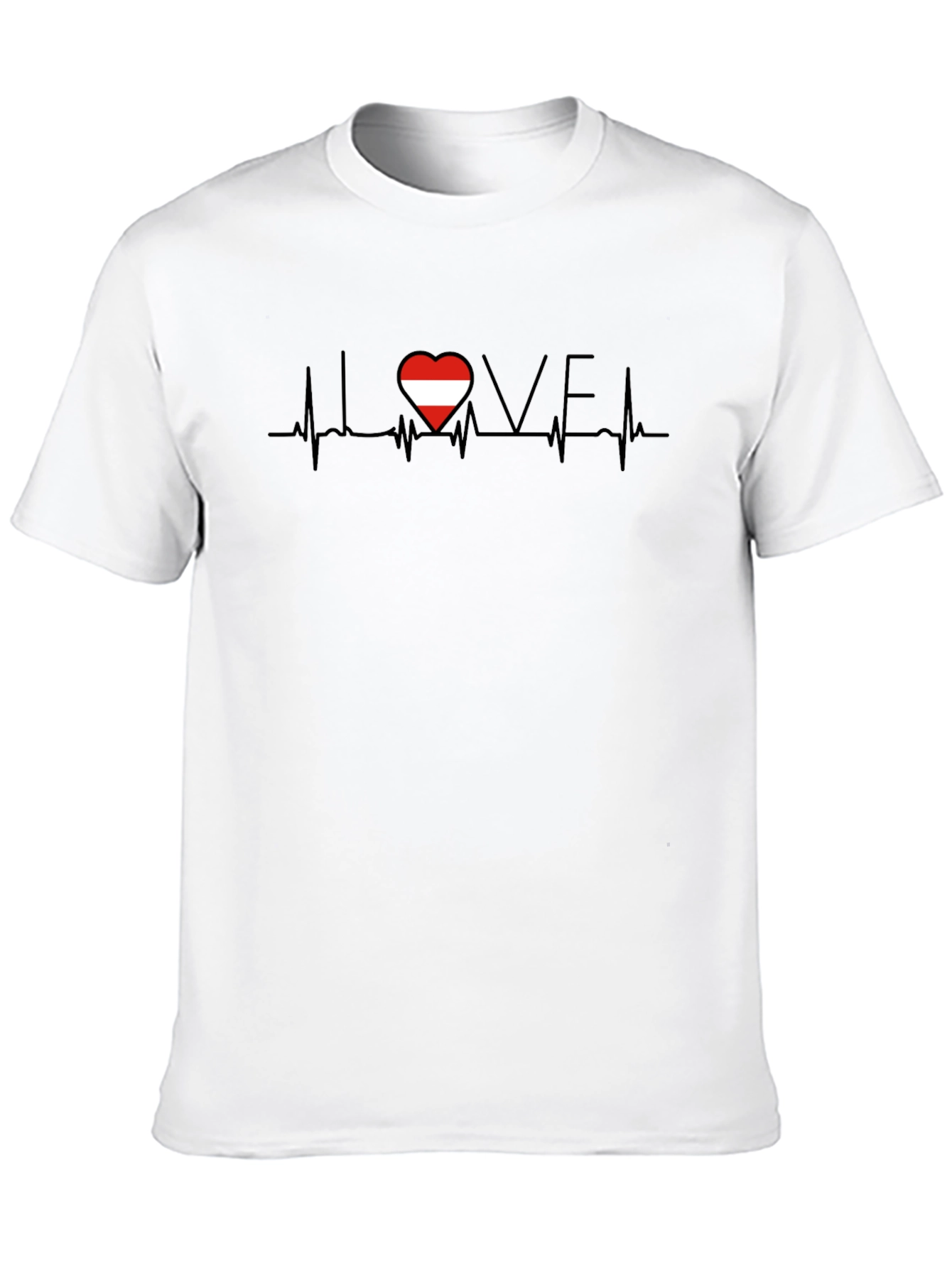 Austria Love Heartbeat T-Shirt - Black Casual Tee