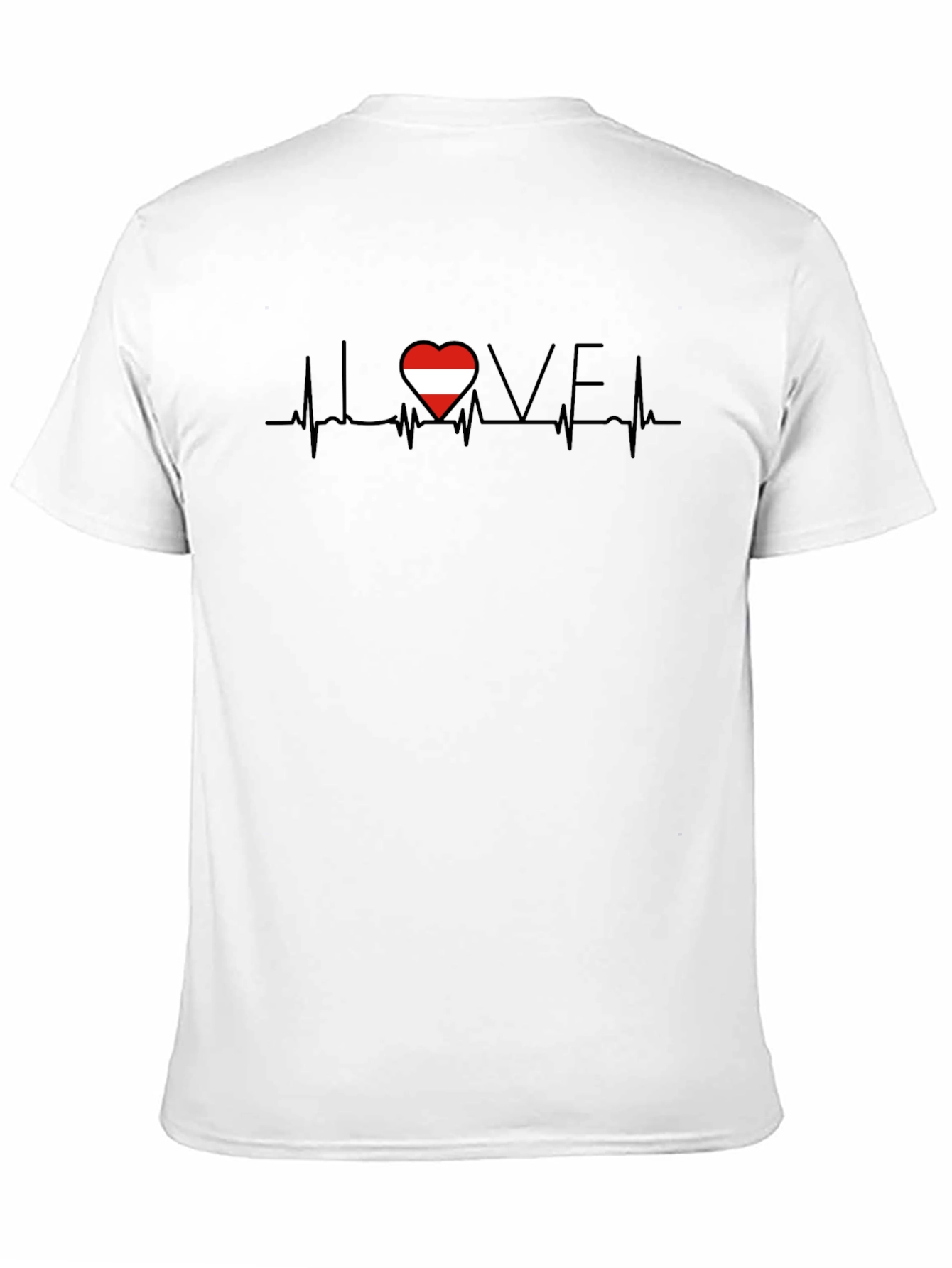 Austria Love Heartbeat T-Shirt - Black Casual Tee
