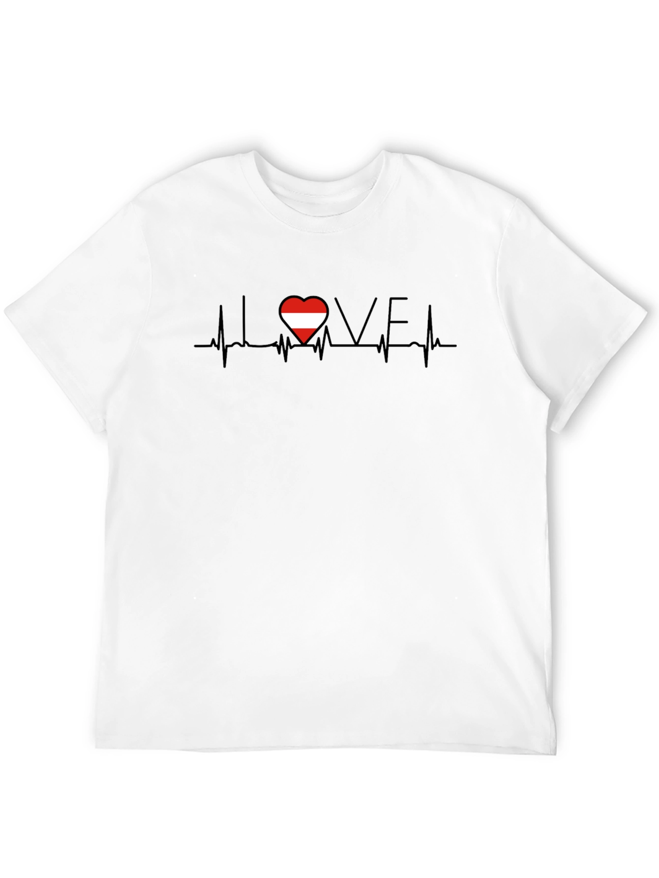 Austria Love Heartbeat T-Shirt - Black Casual Tee