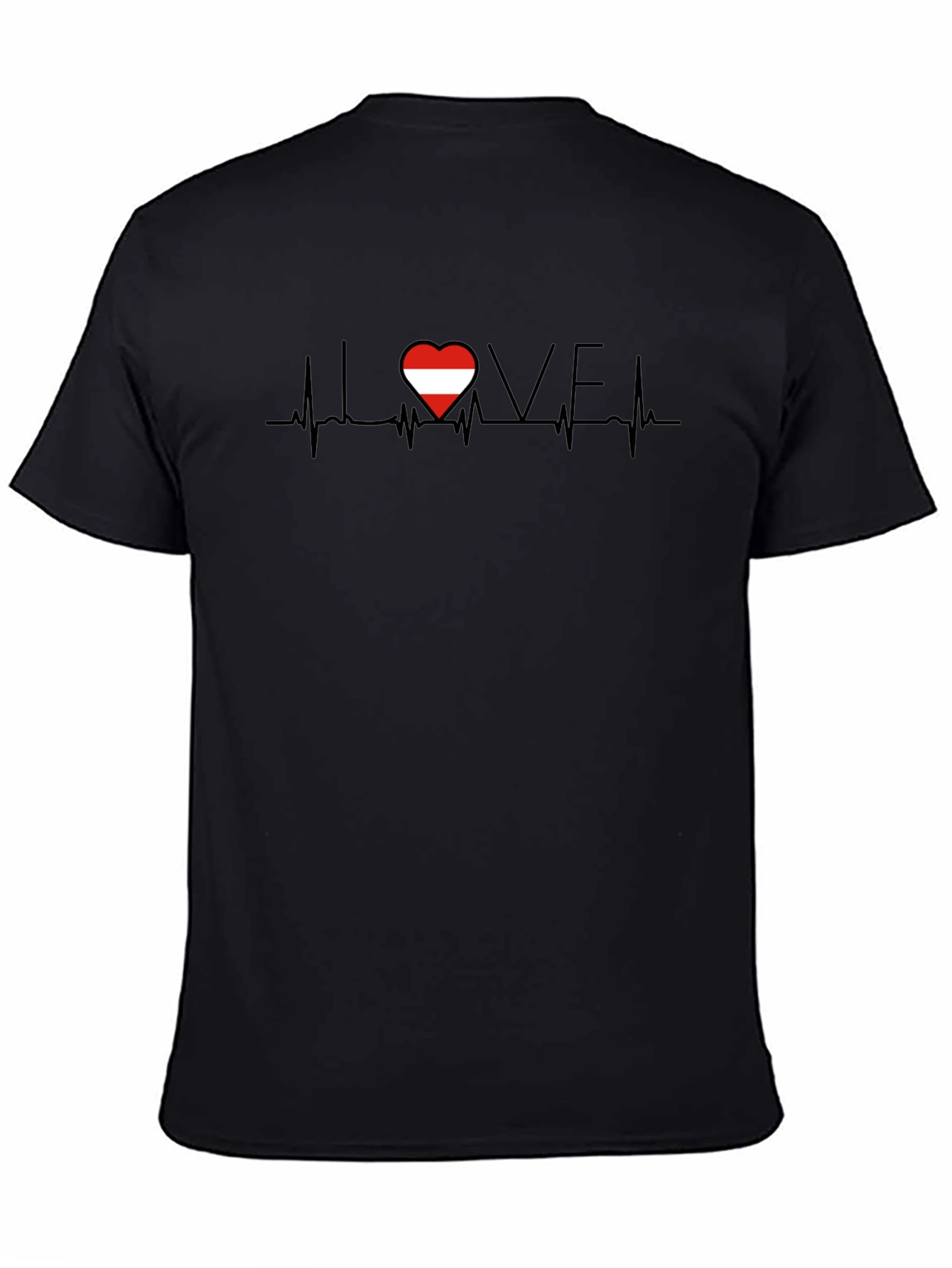Austria Love Heartbeat T-Shirt - Black Casual Tee