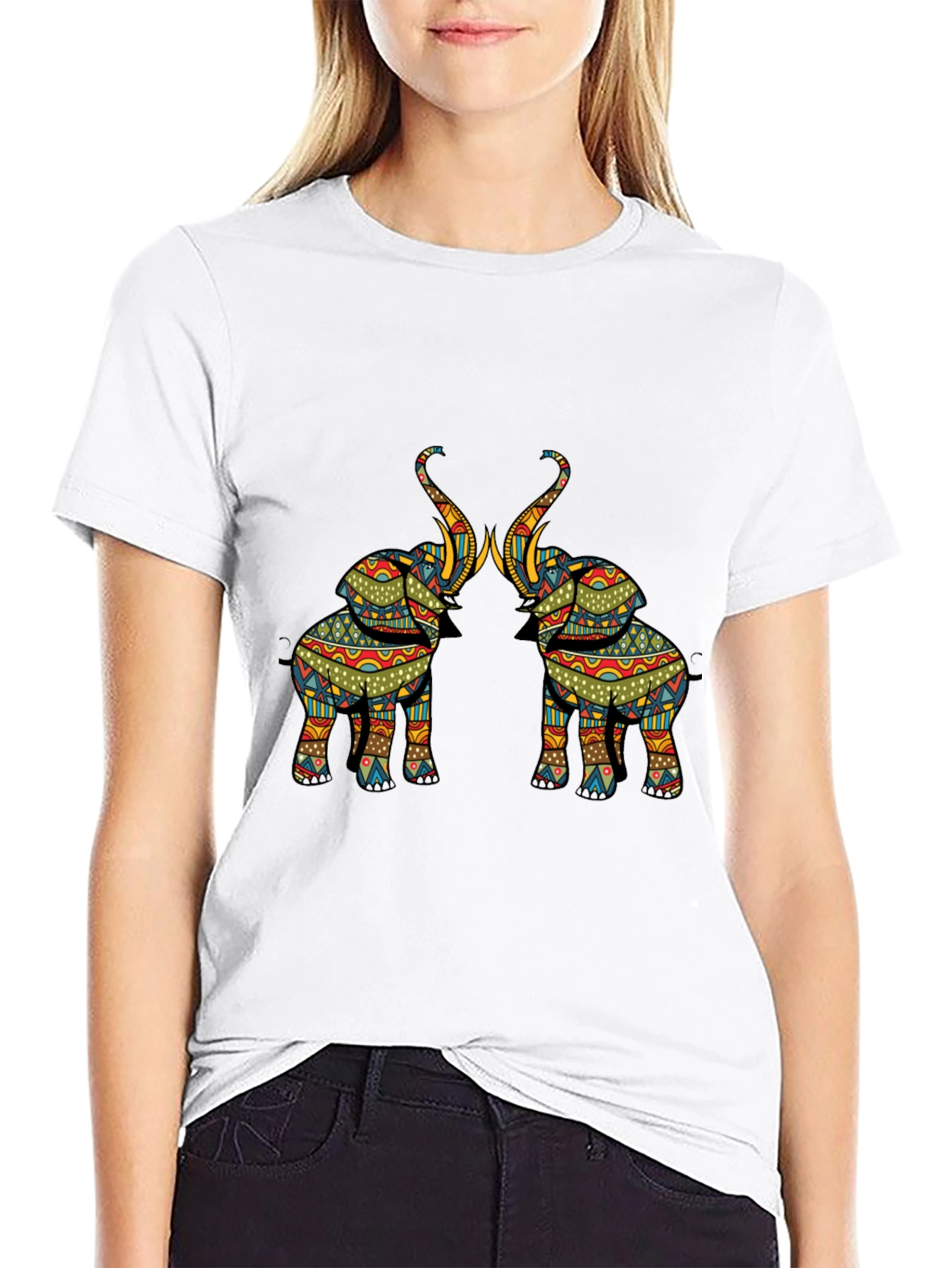 Elephant Print Black T-Shirt