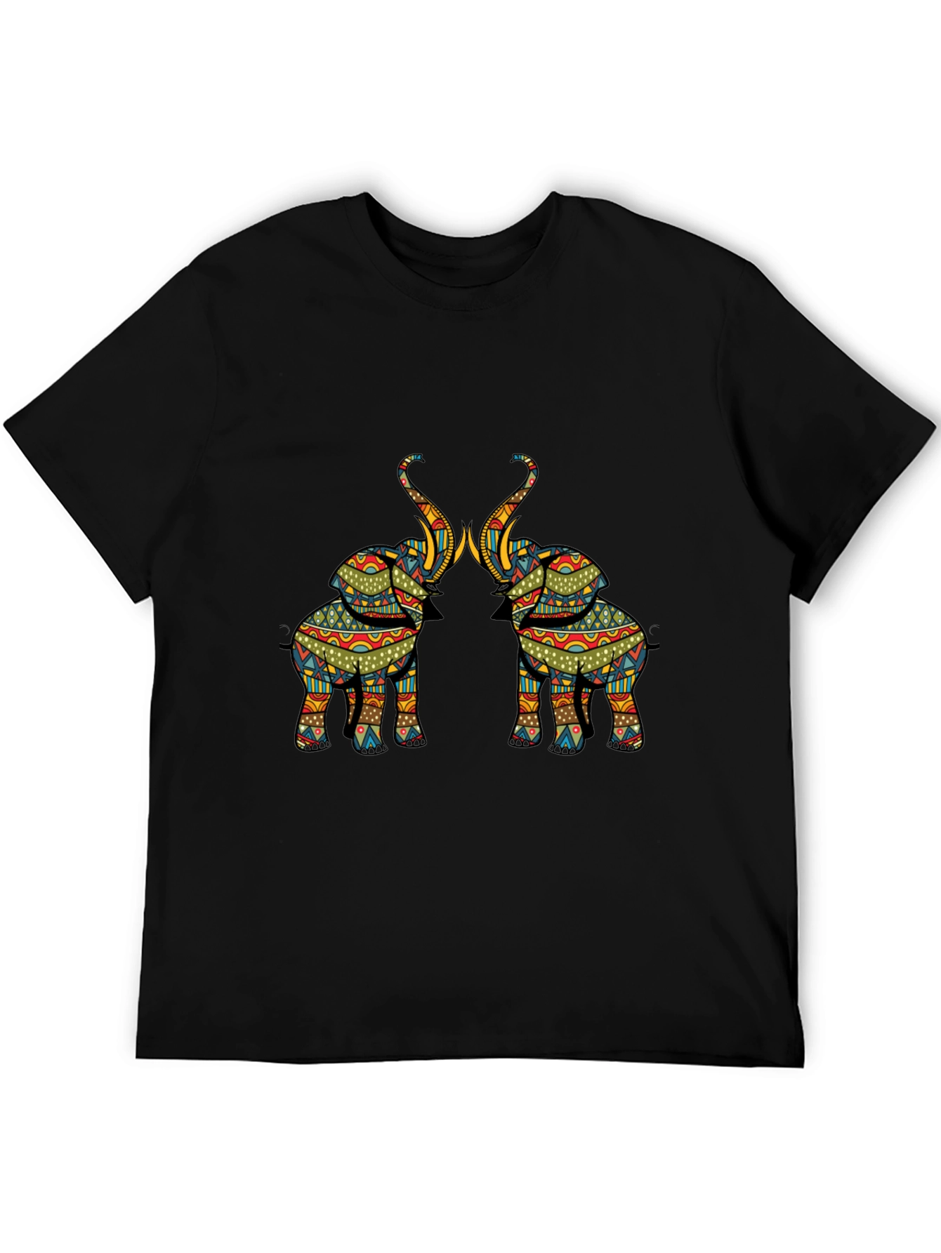 Elephant Print Black T-Shirt
