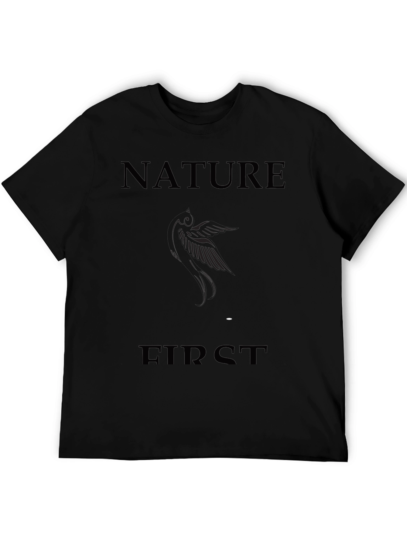 Nature First Graphic Print Black T-Shirt