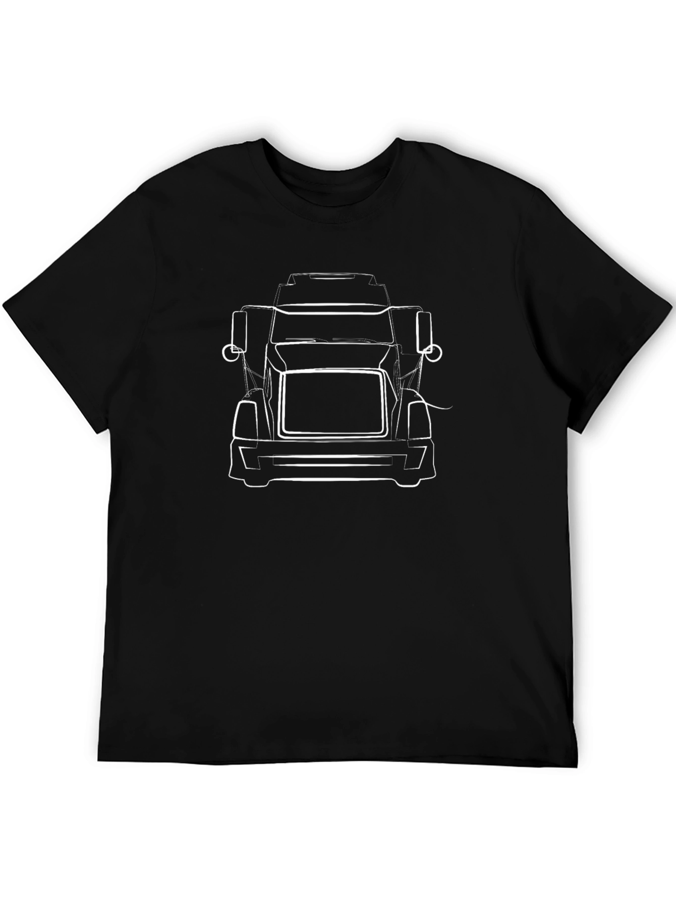 Truck Outline Graphic Tee - Black Casual T-Shirt