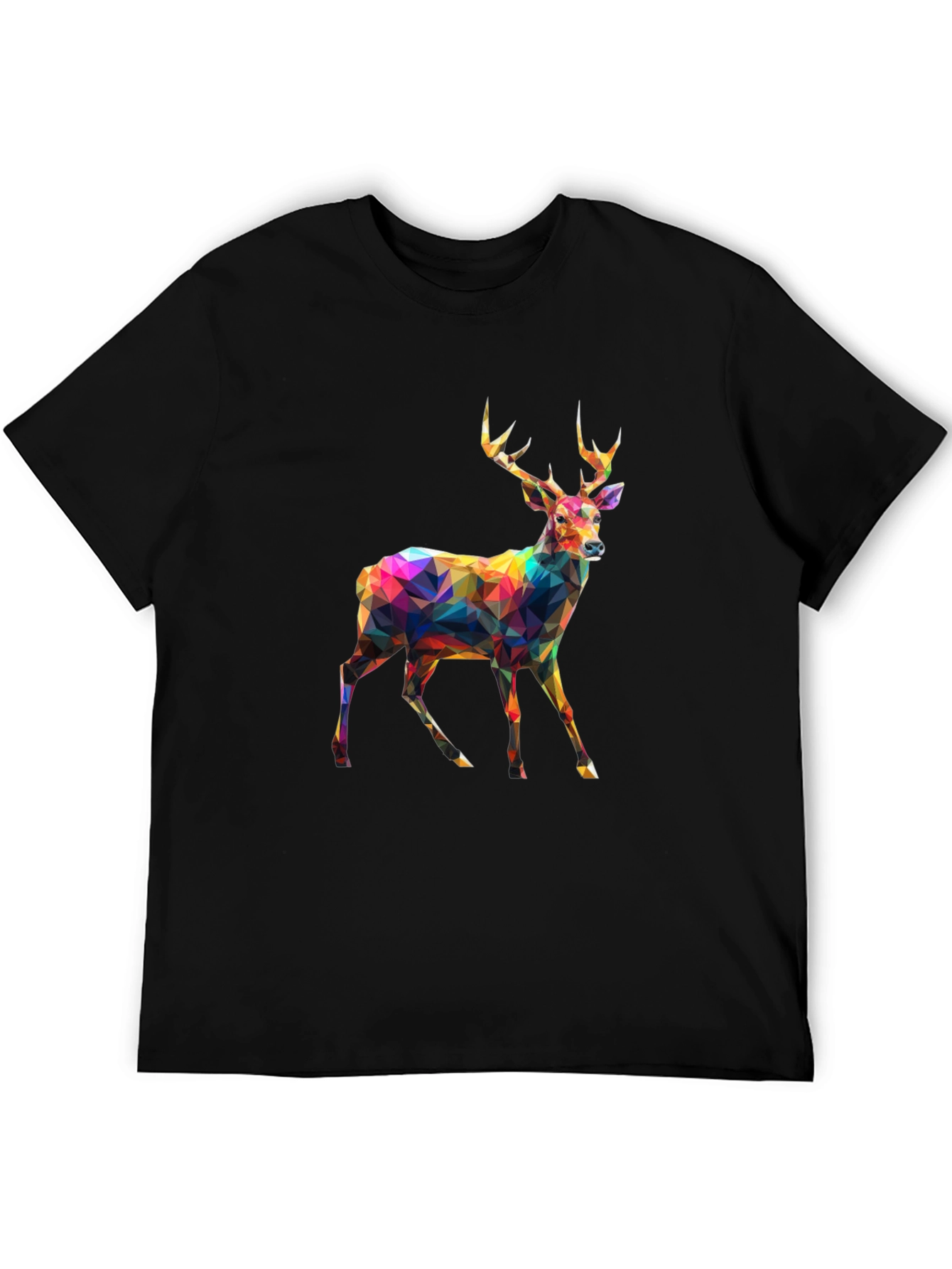 Geometric Deer Graphic Tee - Mens Black T-Shirt
