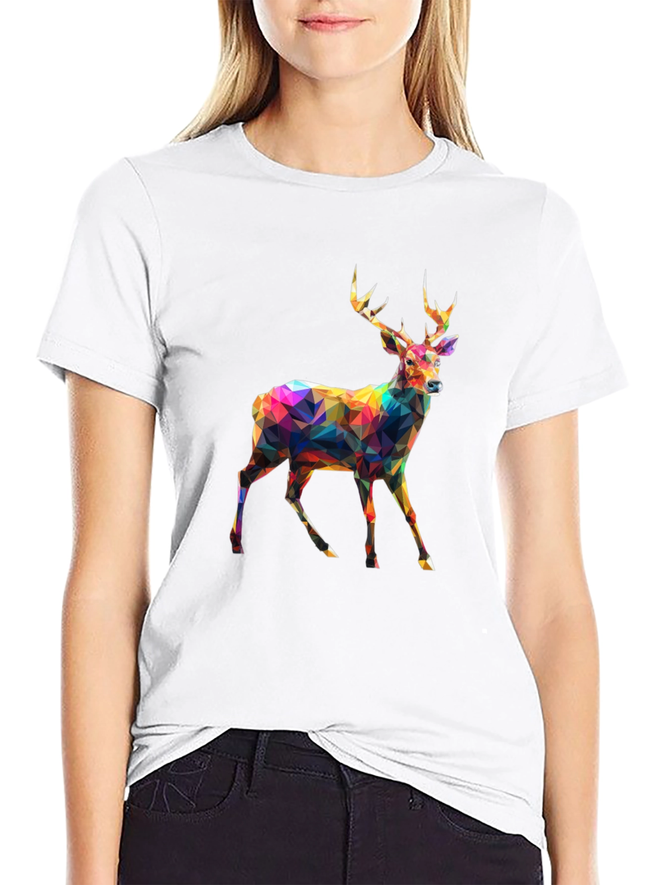 Geometric Deer Graphic Tee - Mens Black T-Shirt