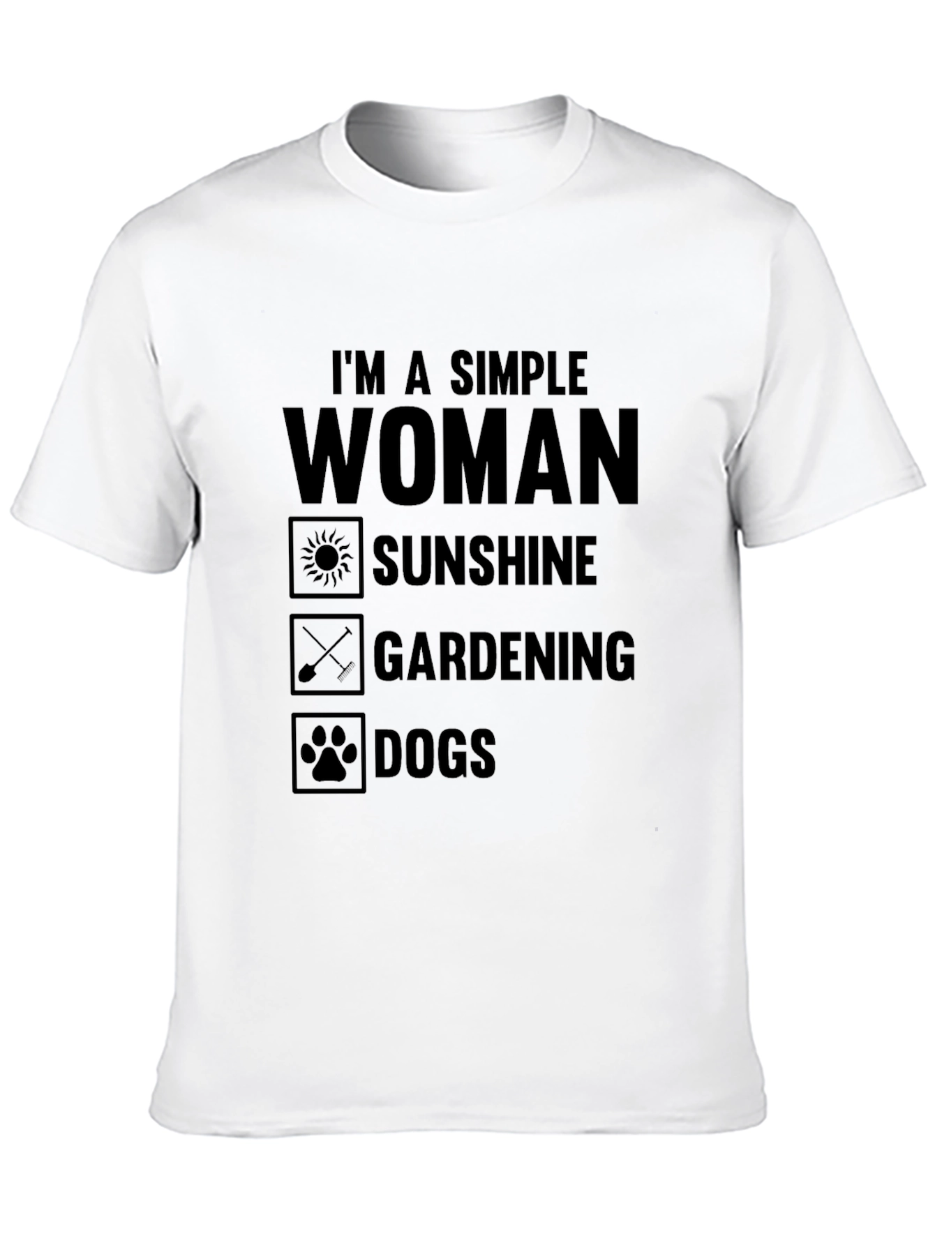 Simple Woman T-Shirt: Sunshine Gardening Dogs