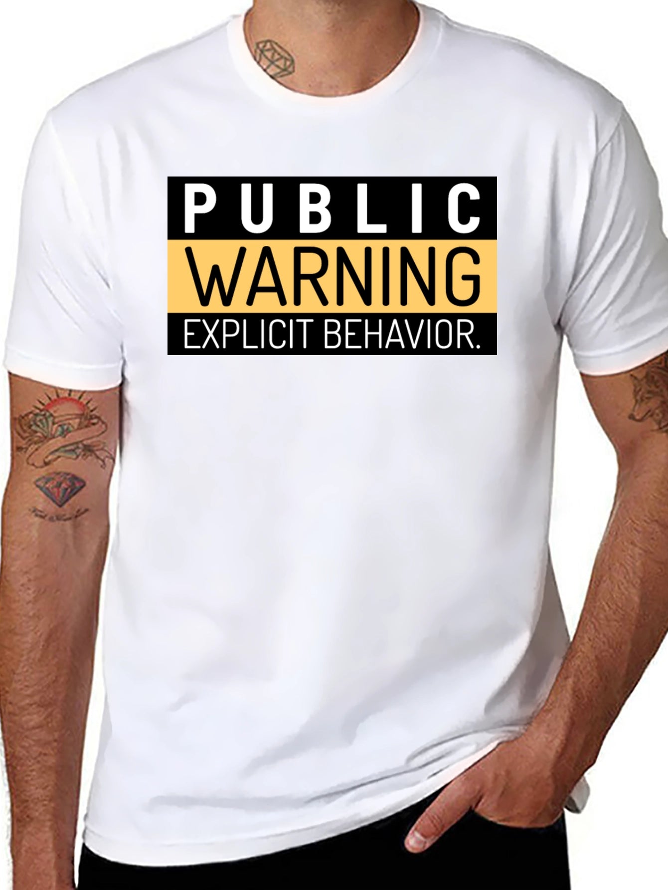 Public Warning Explicit Behavior Black T-Shirt