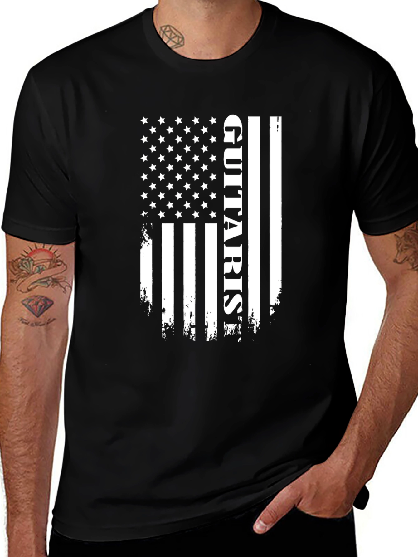 Guitarist American Flag Graphic Tee - Music Lover T-Shirt