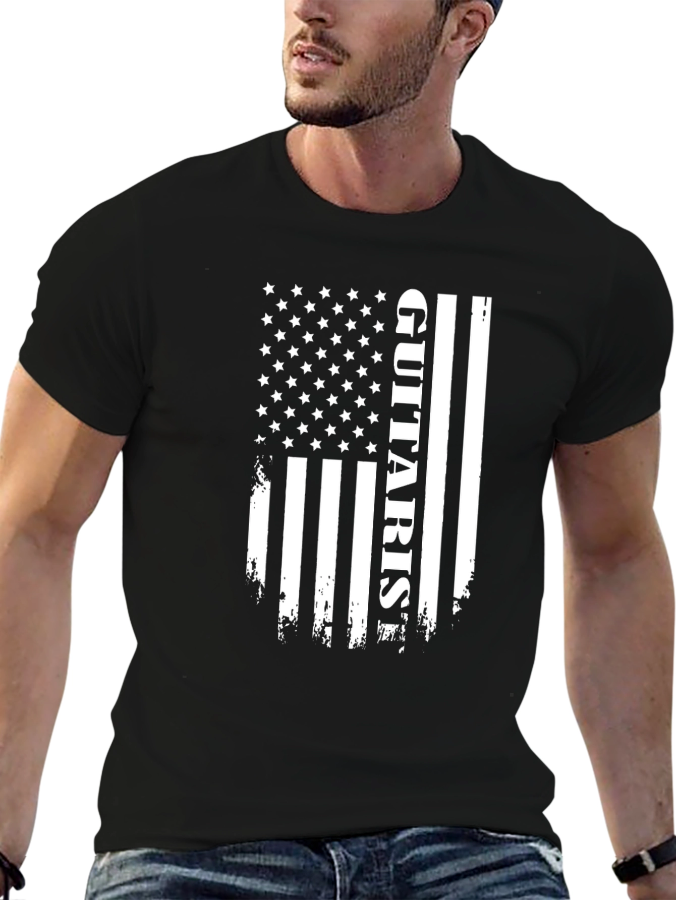 Guitarist American Flag Graphic Tee - Music Lover T-Shirt