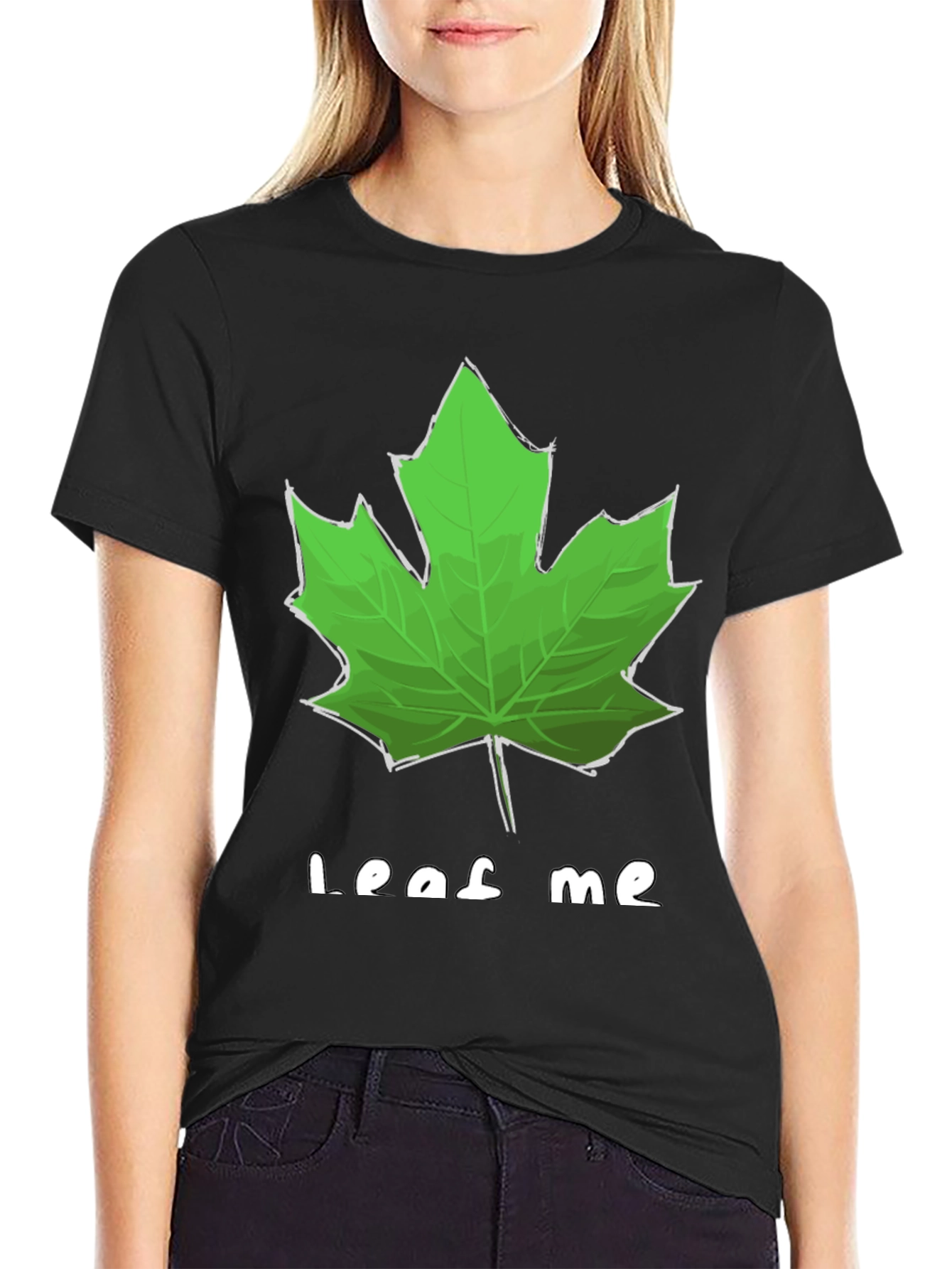 Leaf Me Alone Graphic T-Shirt - Black Cotton Tee