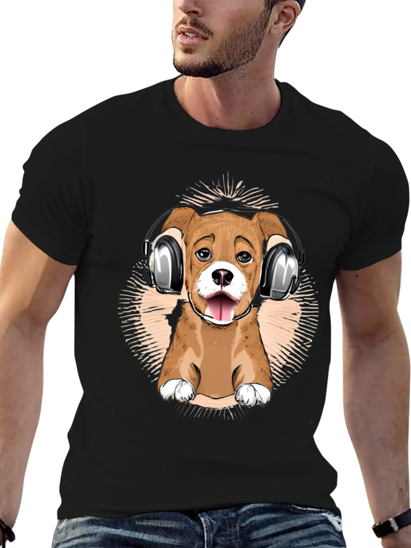 Dog with Headphones Graphic Tee