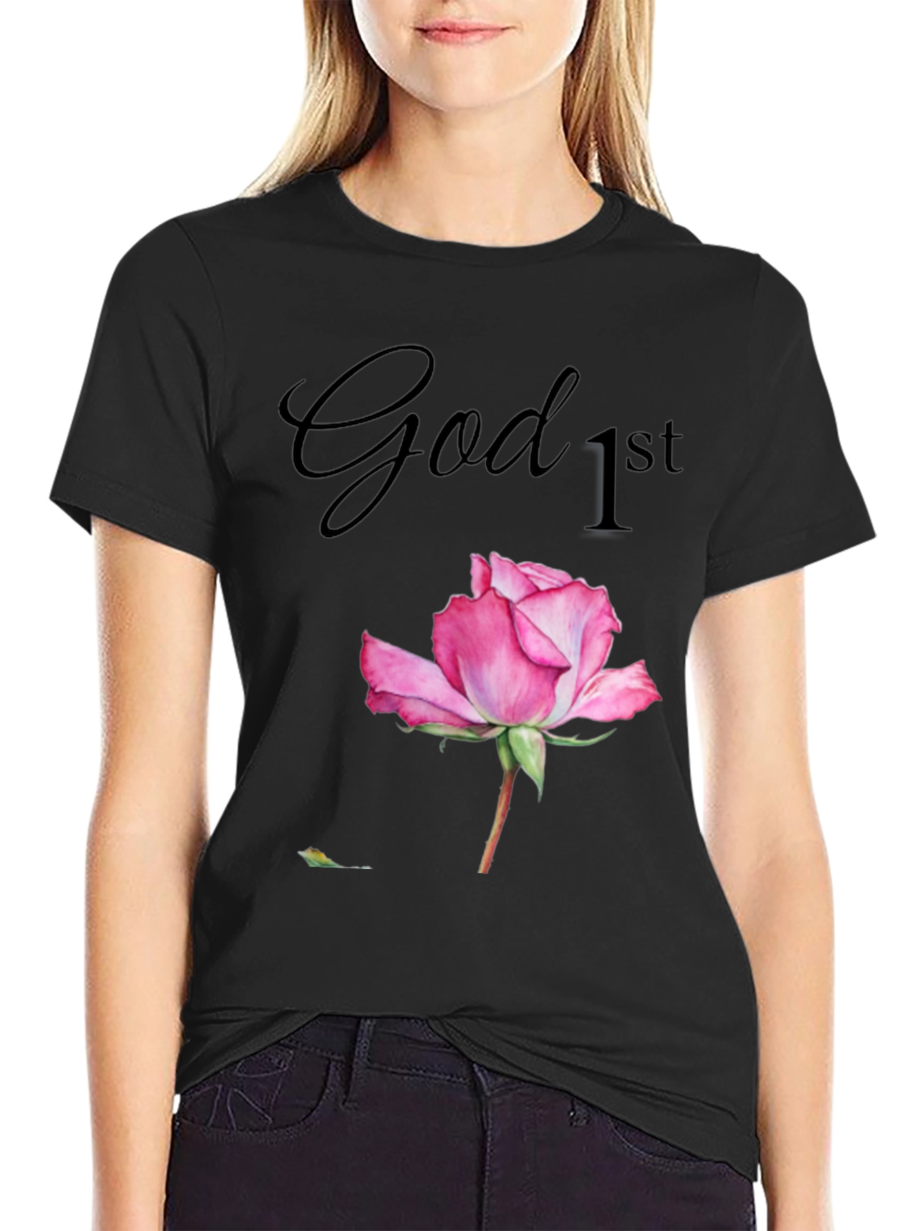 God First Rose Graphic T-Shirt