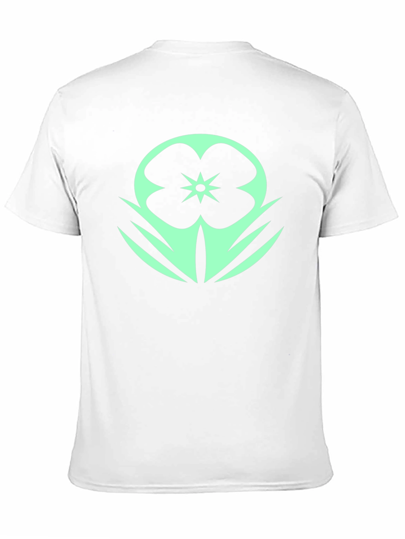 Black T-Shirt with Mint Floral Design