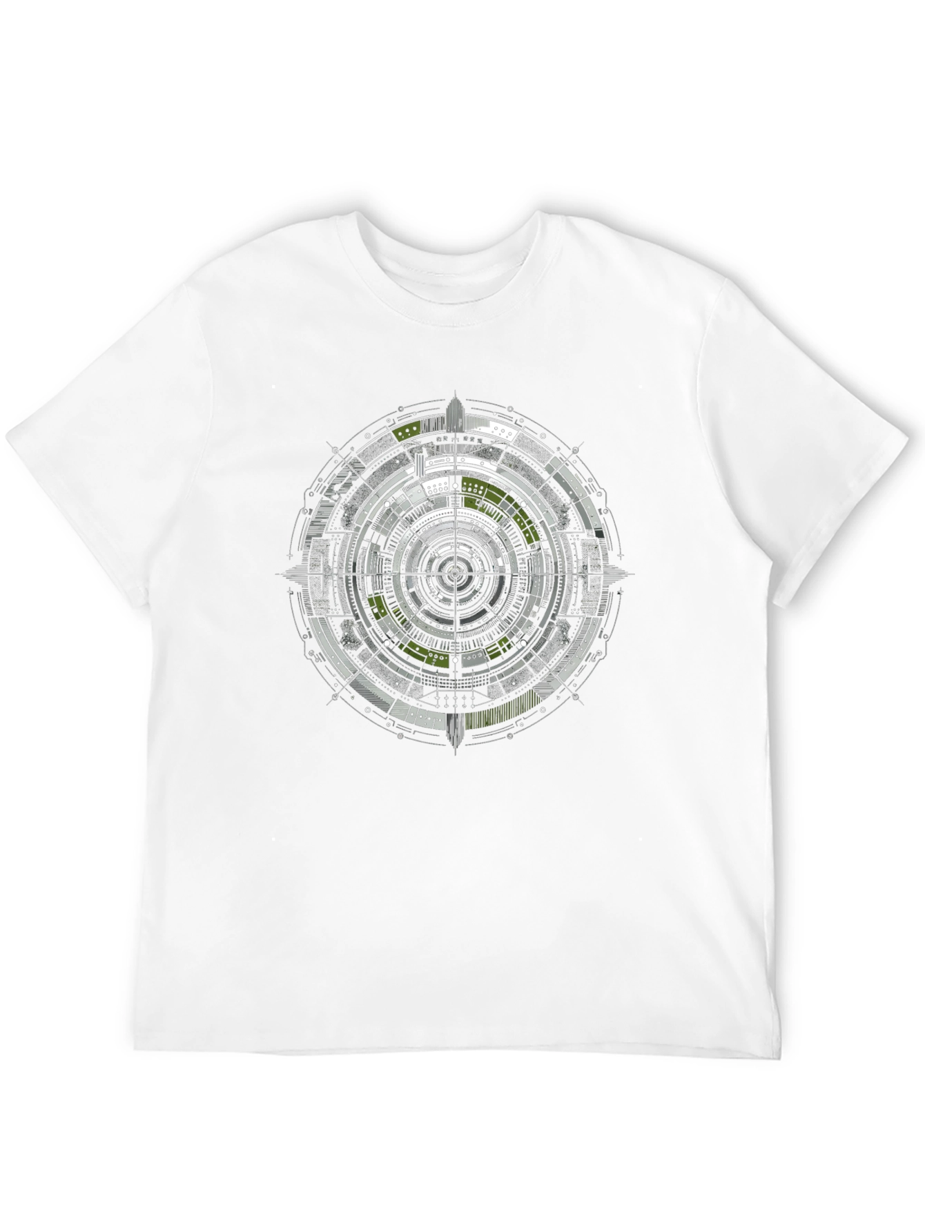 Geometric Tech Circle Graphic Black T-Shirt