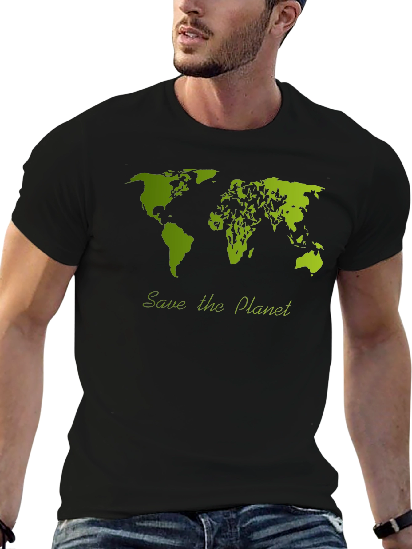 Save the Planet World Map Graphic T-Shirt