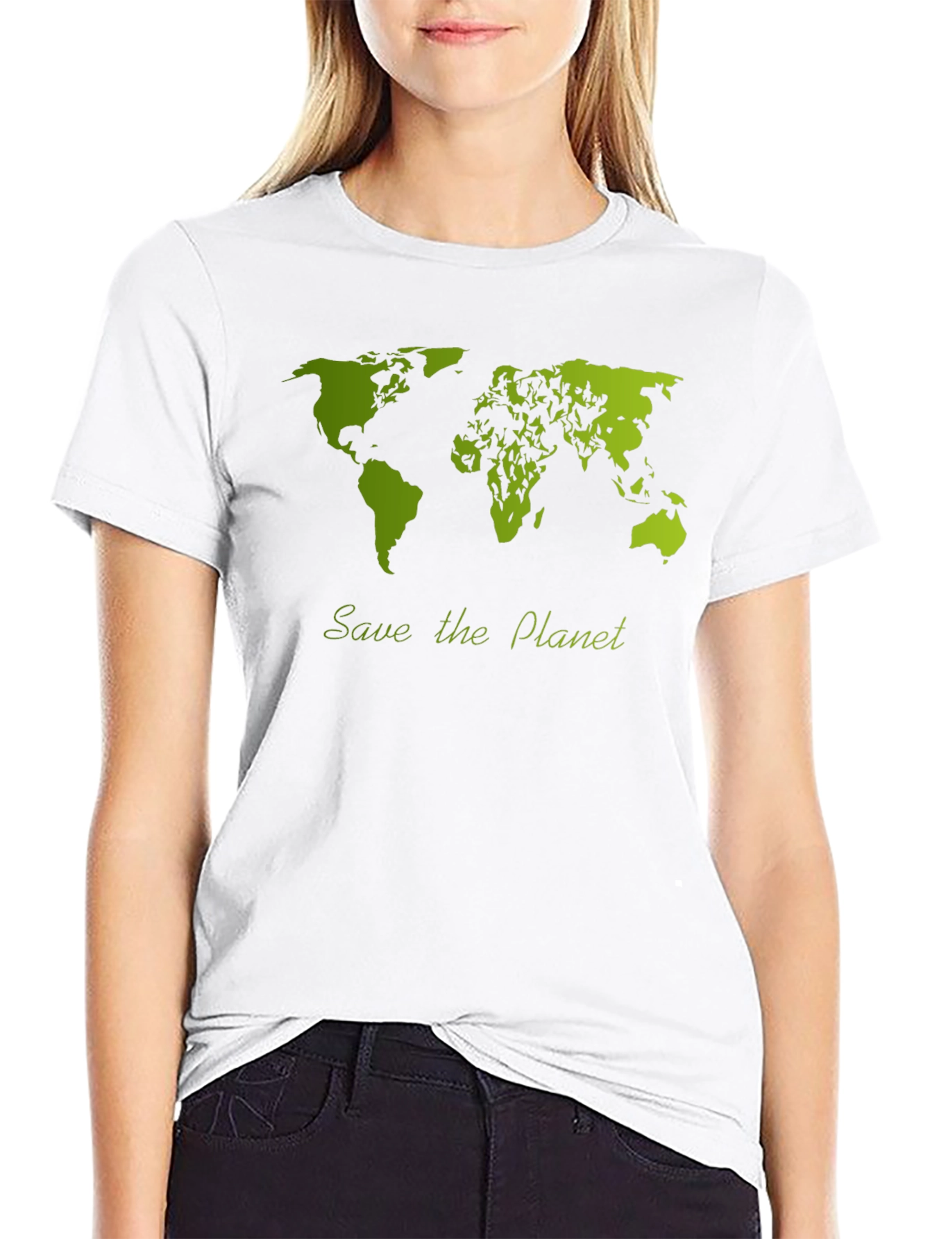 Save the Planet World Map Graphic T-Shirt