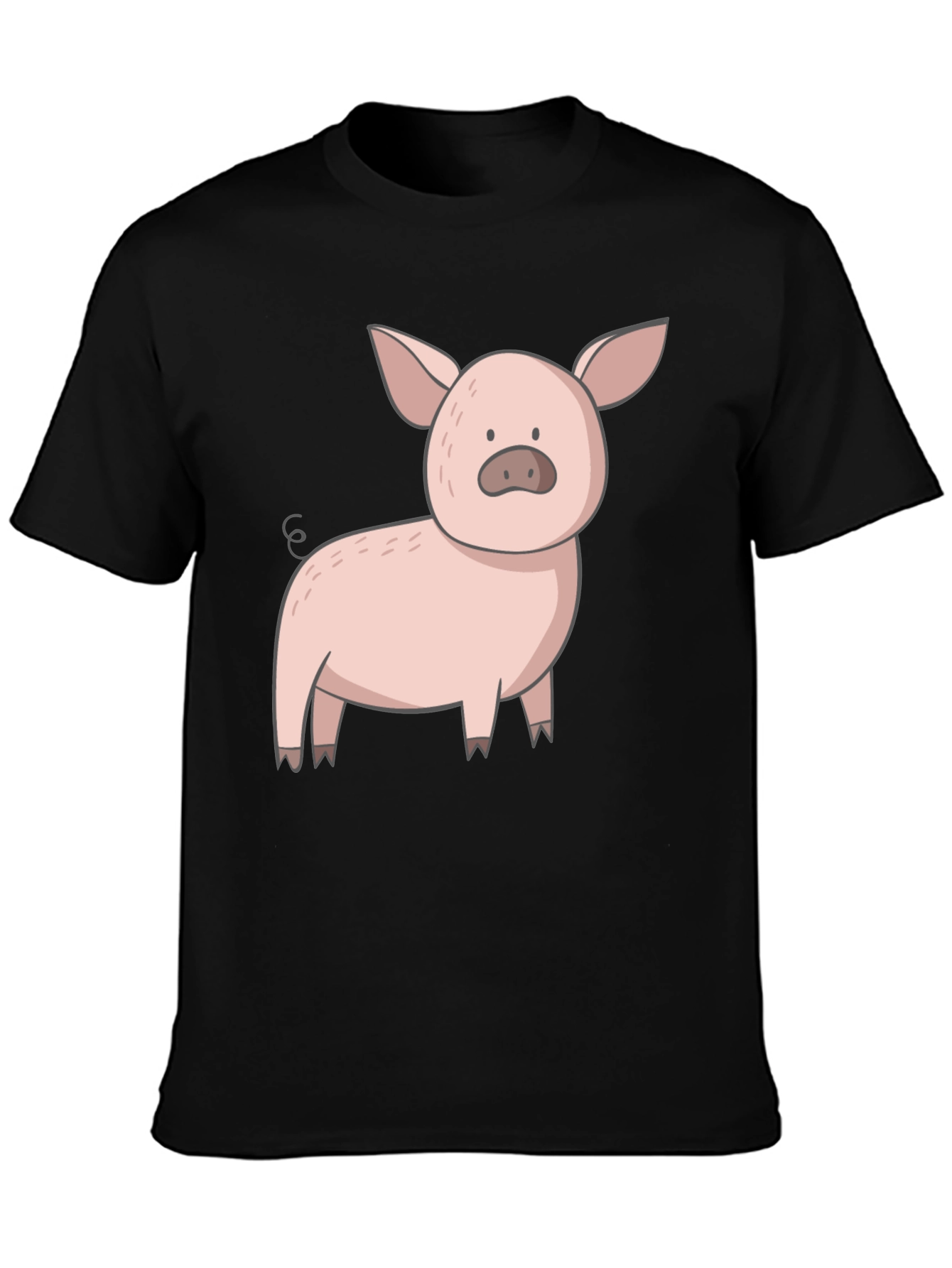 Cute Pig Graphic Tee - Black Casual T-Shirt