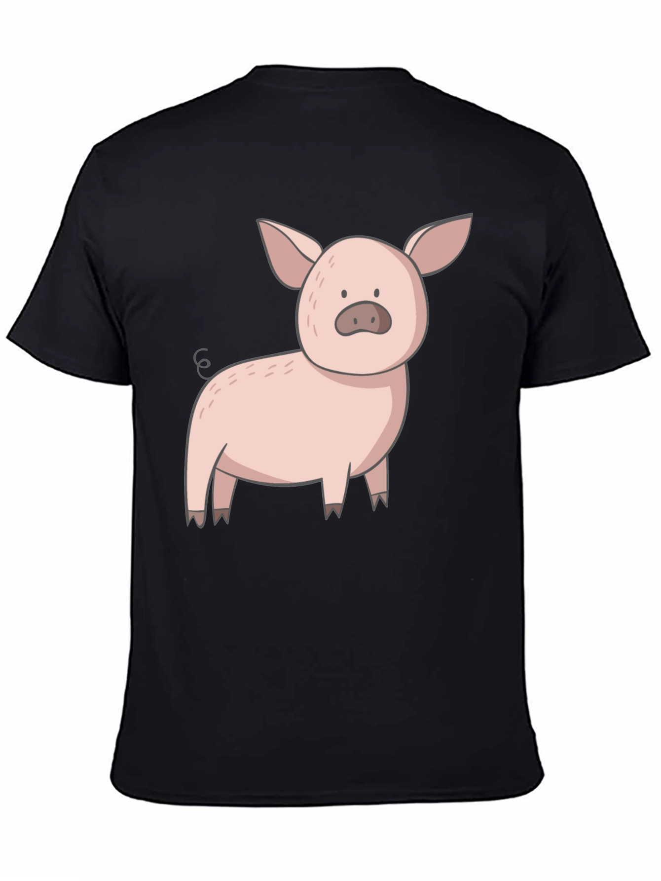 Cute Pig Graphic Tee - Black Casual T-Shirt