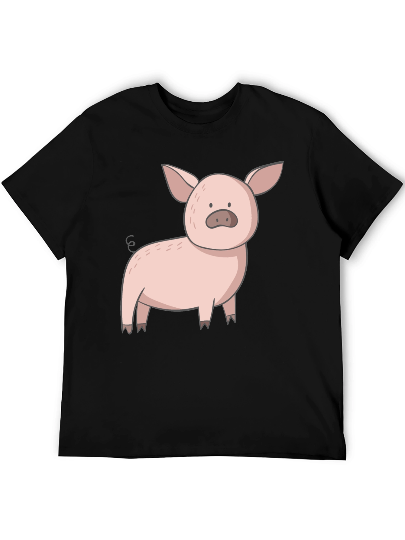 Cute Pig Graphic Tee - Black Casual T-Shirt