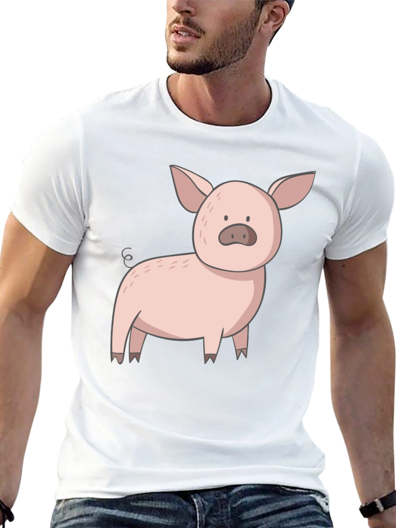 Cute Pig Graphic Tee - Black Casual T-Shirt