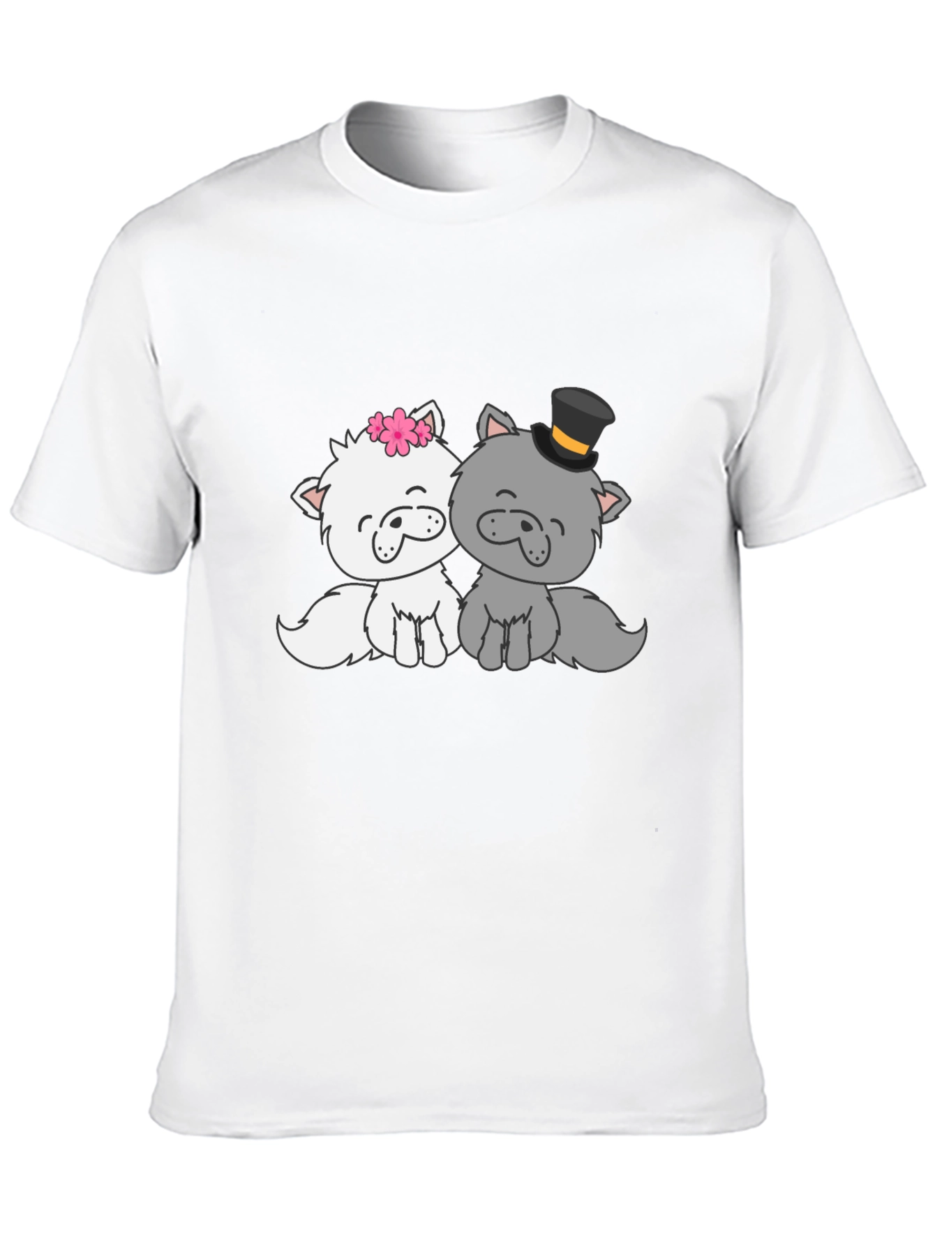 Cute Cat Couple T-Shirt - Black Cotton Tee