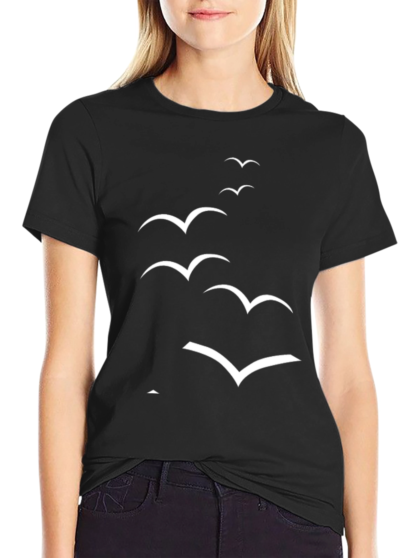 Mens Black Tee with Bird Graphic
