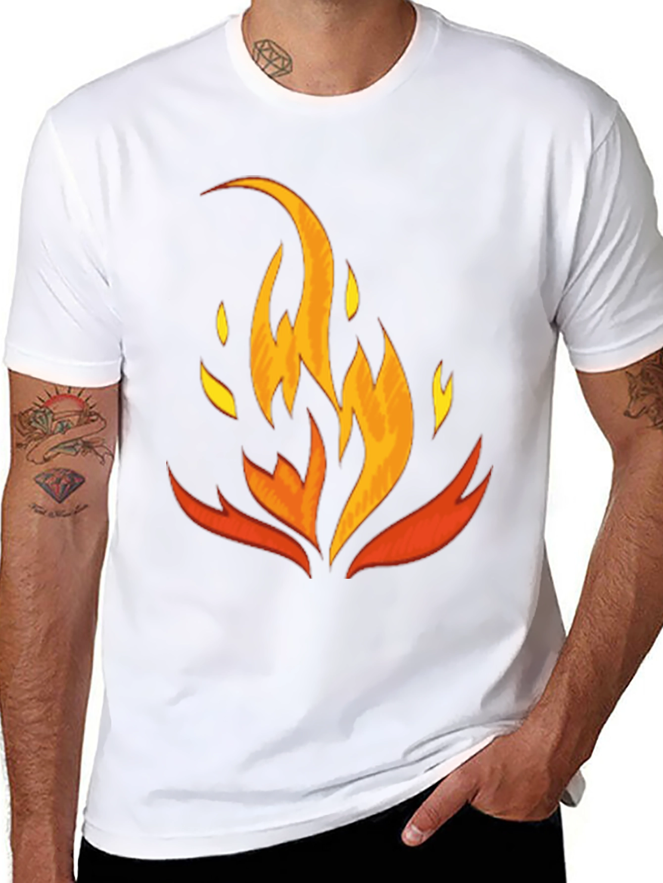 Fiery Graphic Tee - Black Cotton Blend Shirt